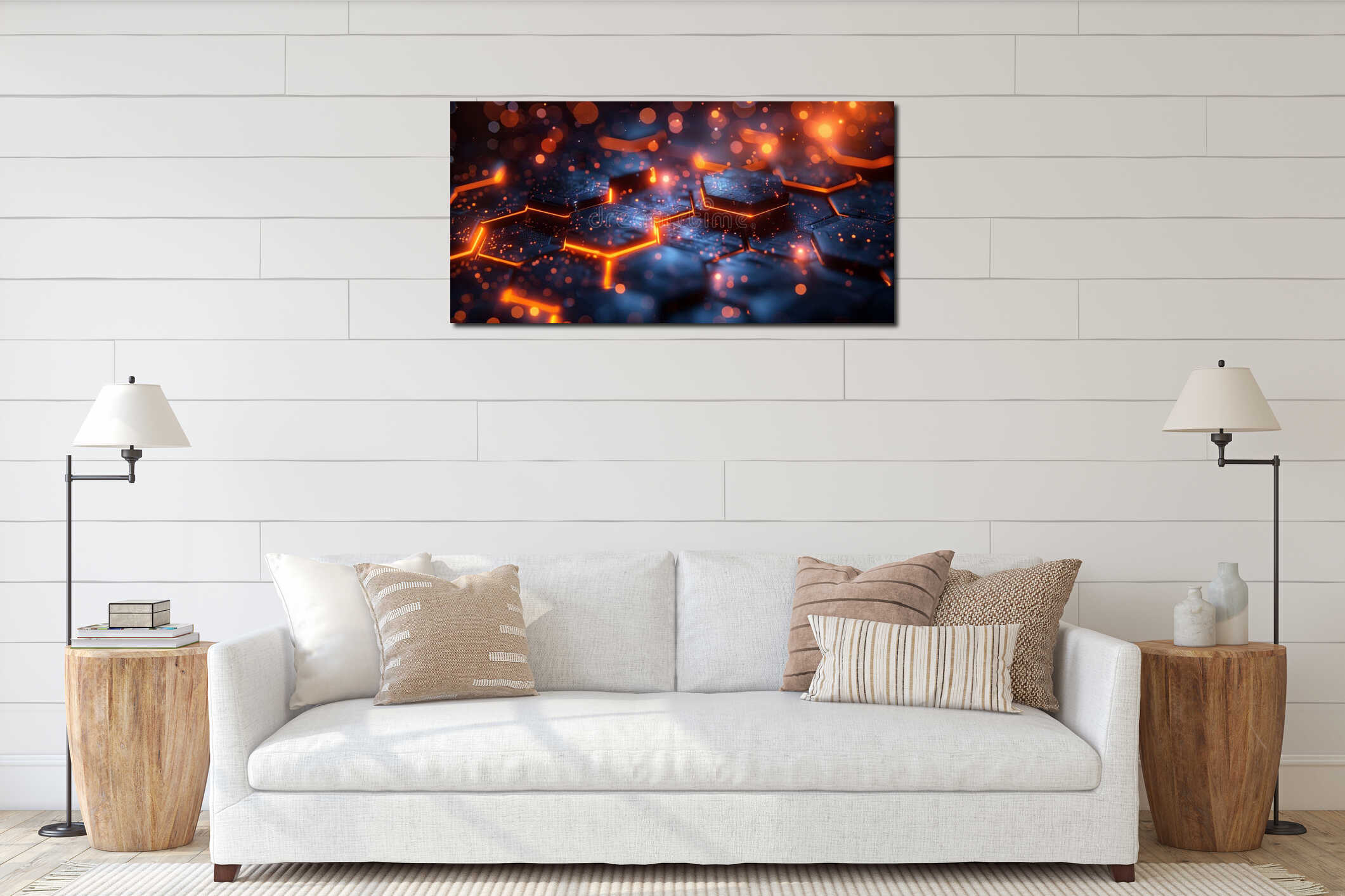 Canvas hanging interior mockup