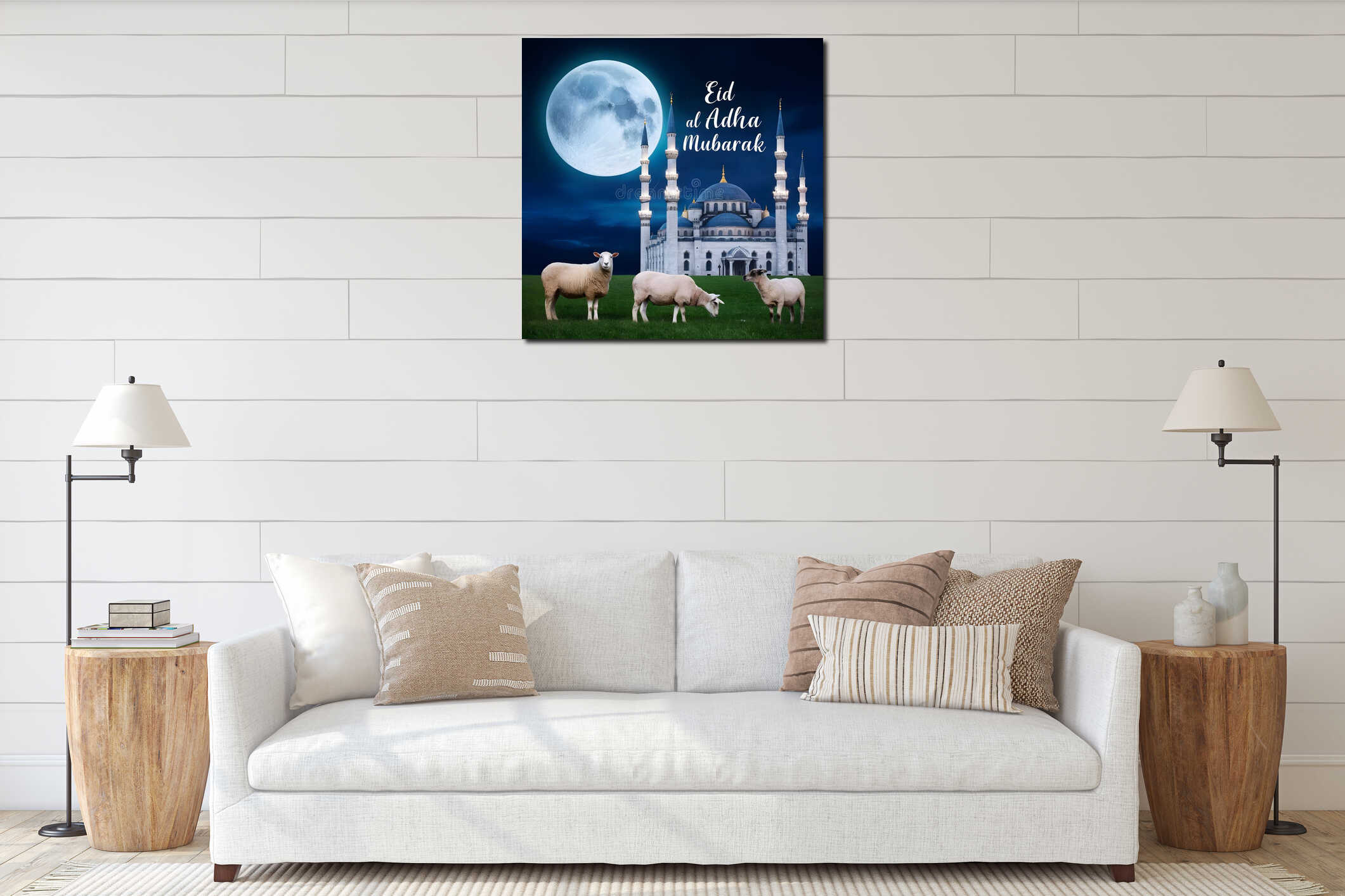 Canvas hanging interior mockup