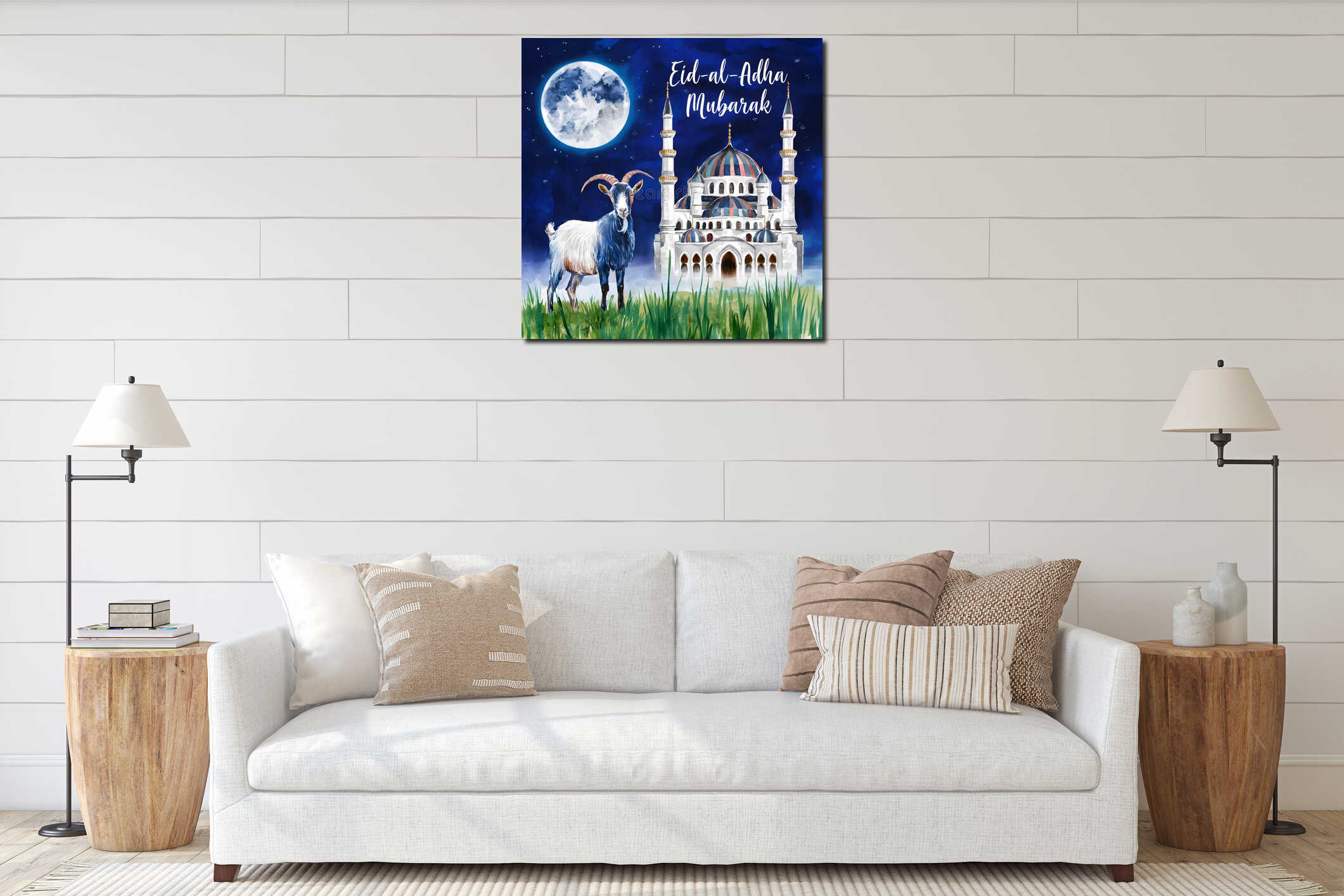 Canvas hanging interior mockup