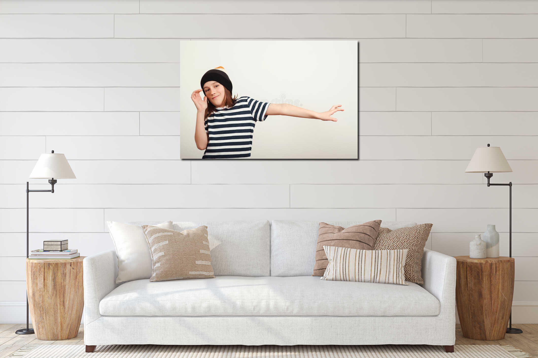 Canvas hanging interior mockup