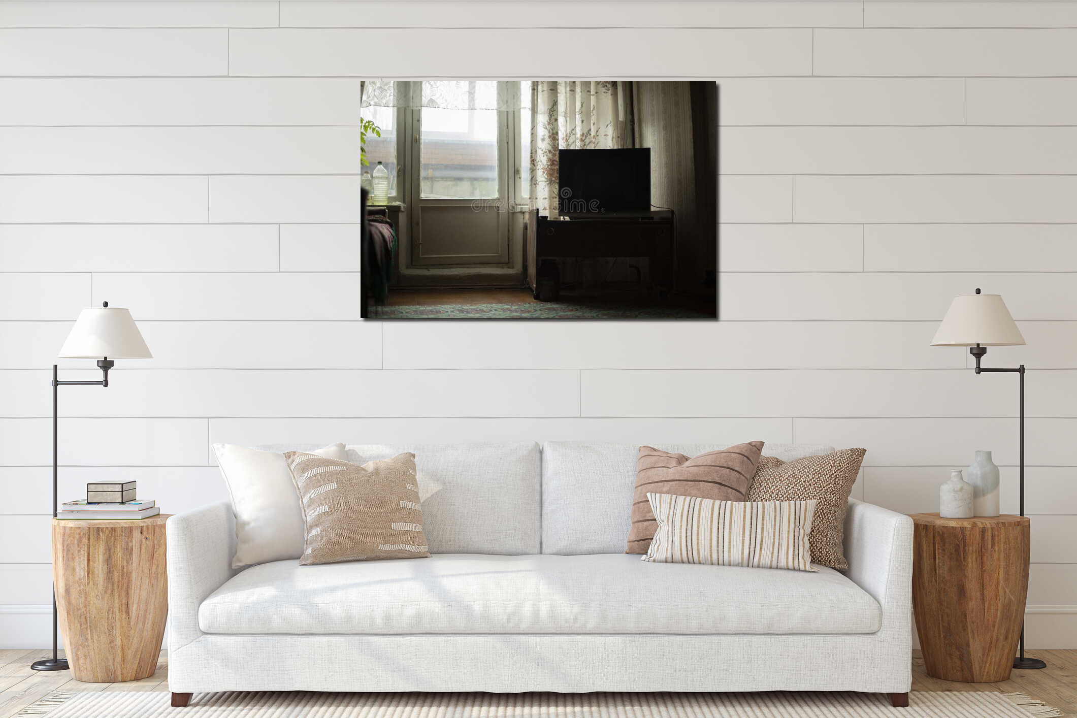 Canvas hanging interior mockup