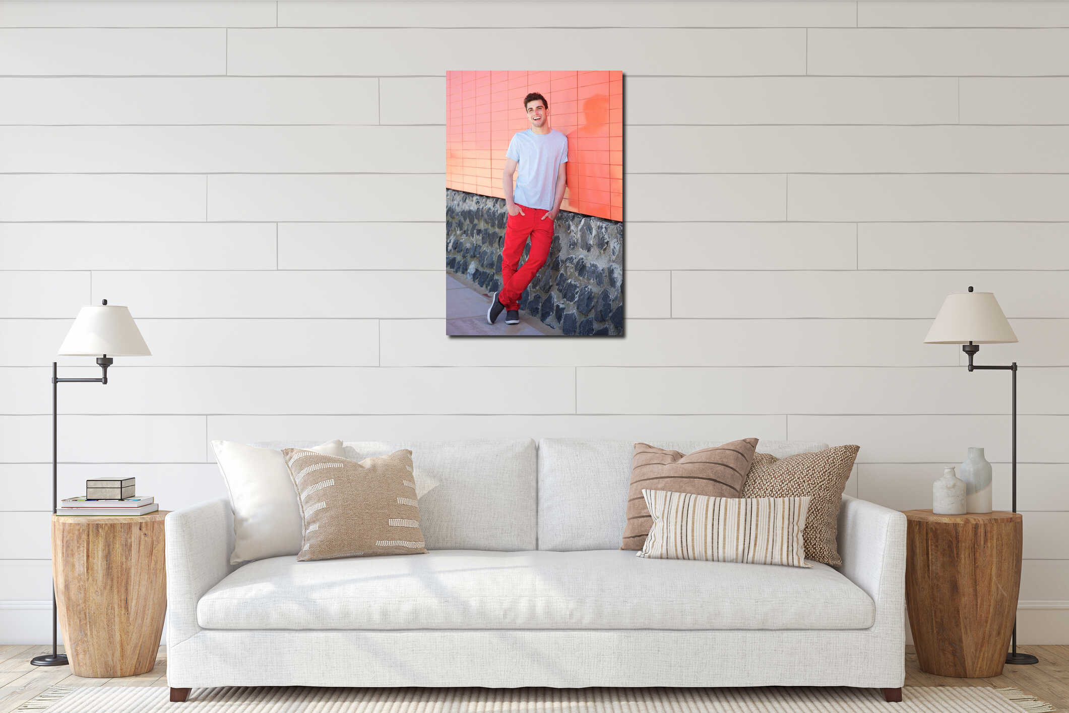 Canvas hanging interior mockup