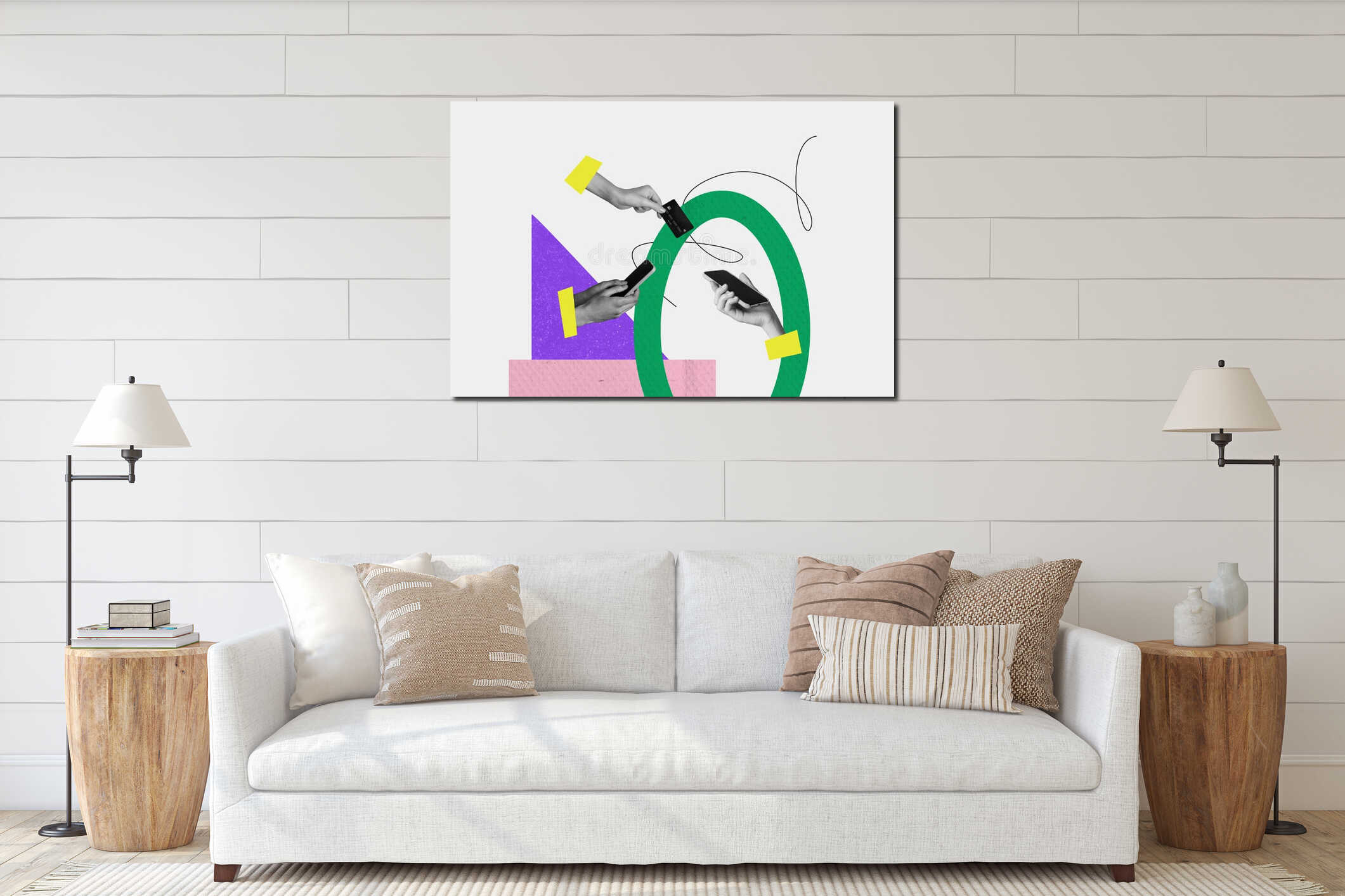 Canvas hanging interior mockup