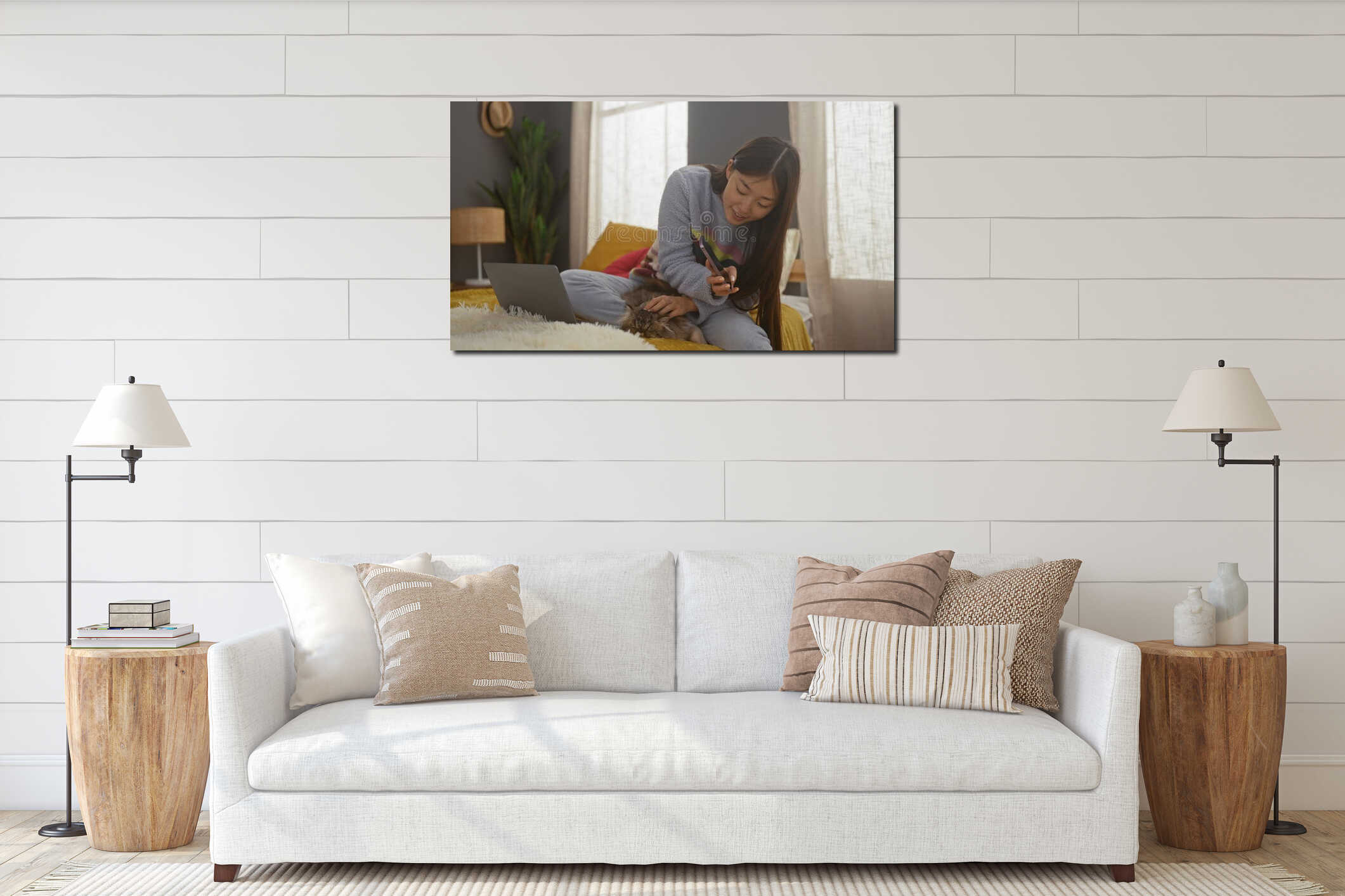 Canvas hanging interior mockup