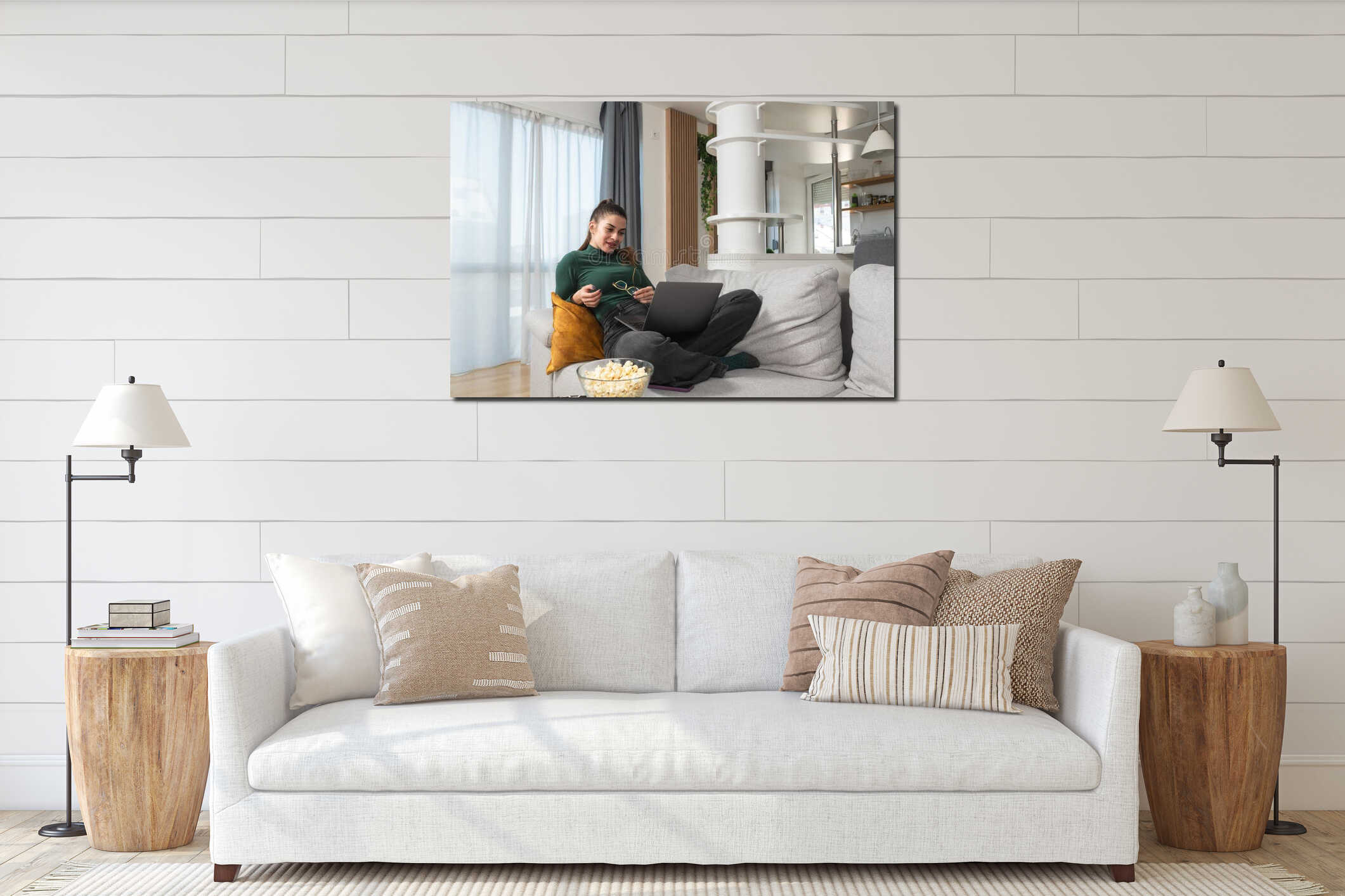 Canvas hanging interior mockup
