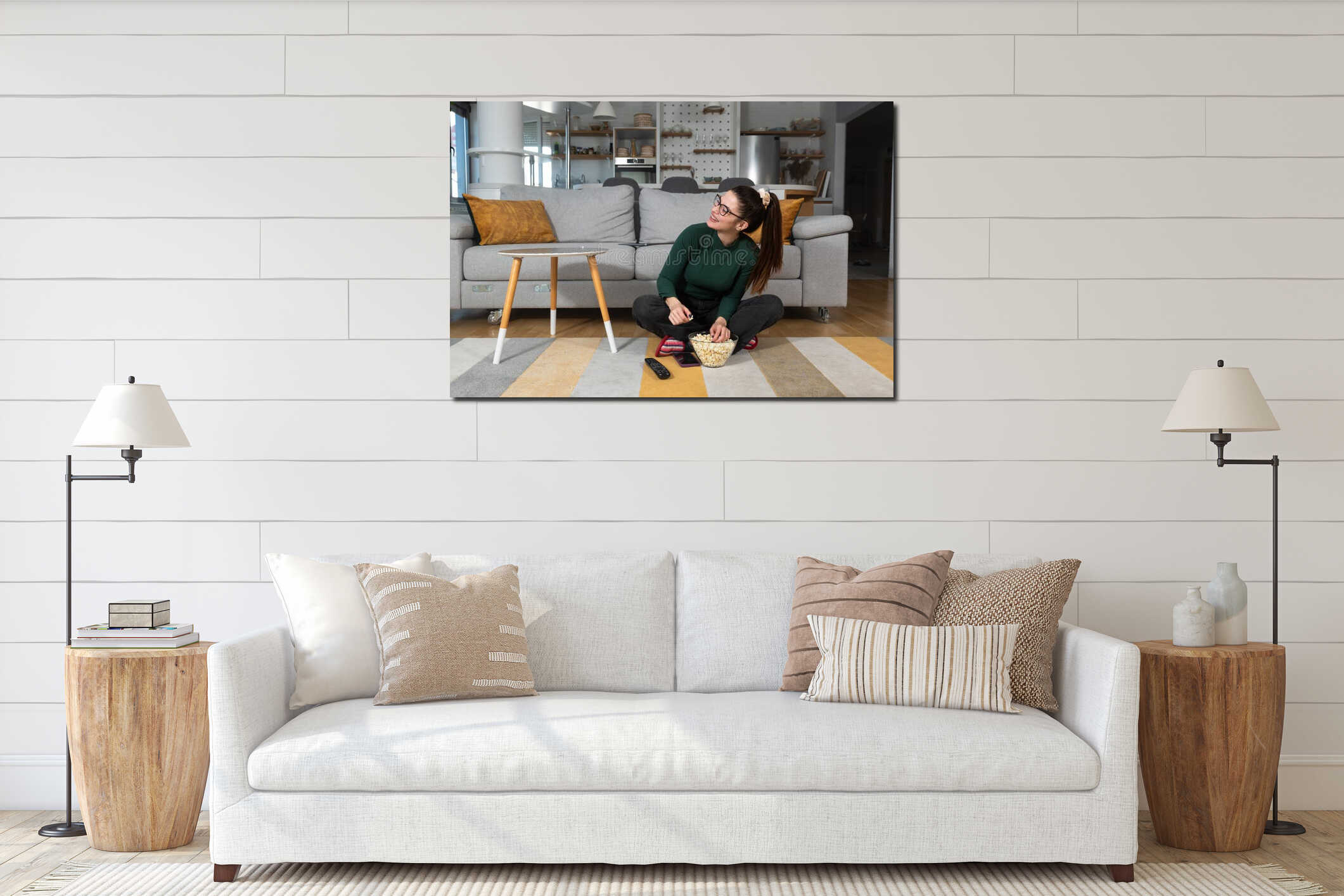 Canvas hanging interior mockup