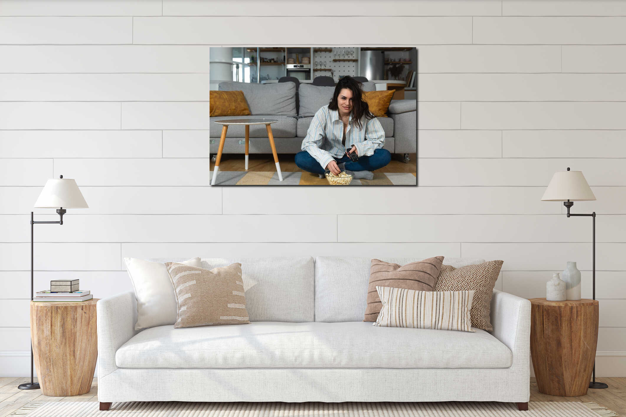 Canvas hanging interior mockup
