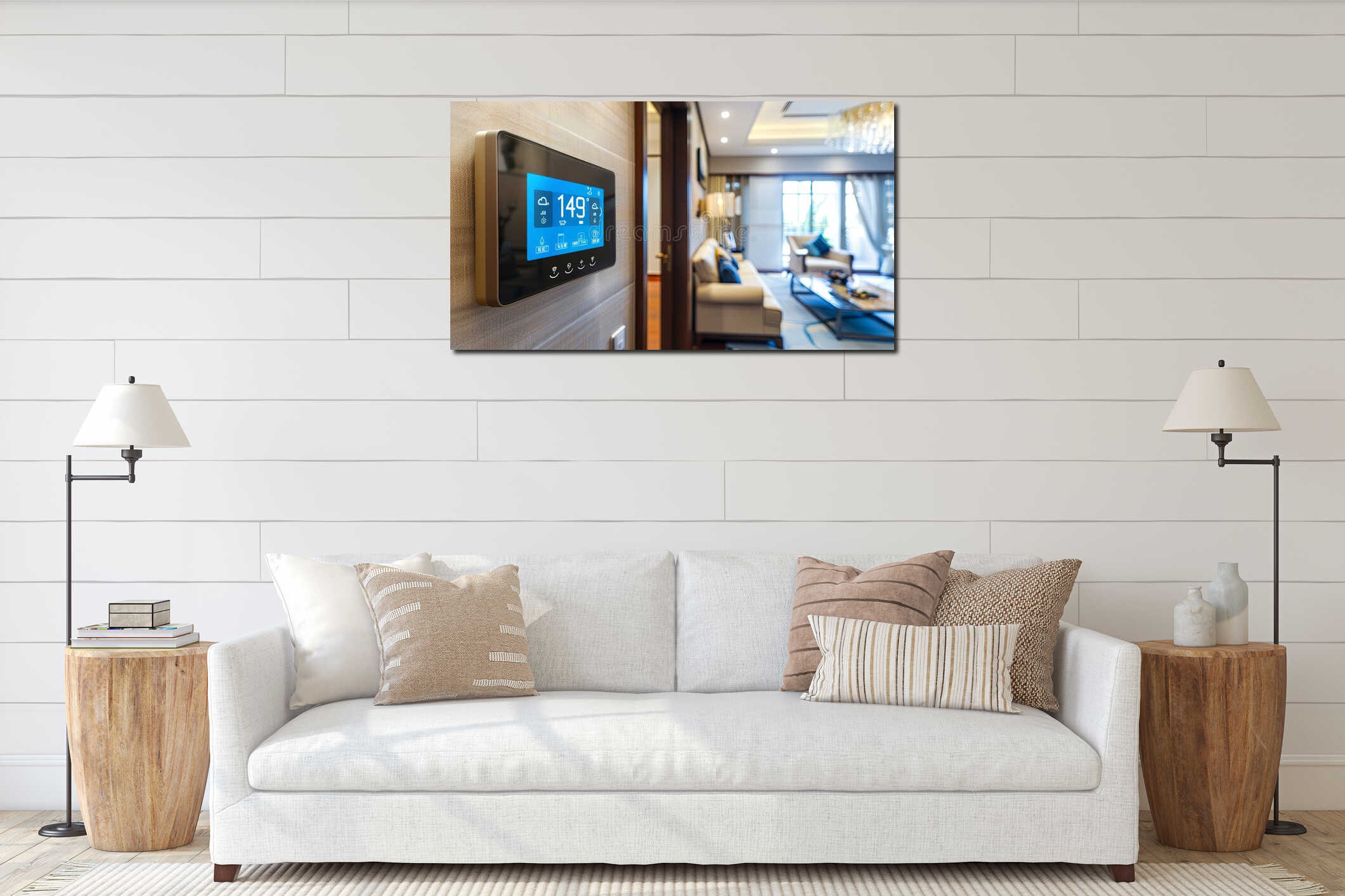 Canvas hanging interior mockup