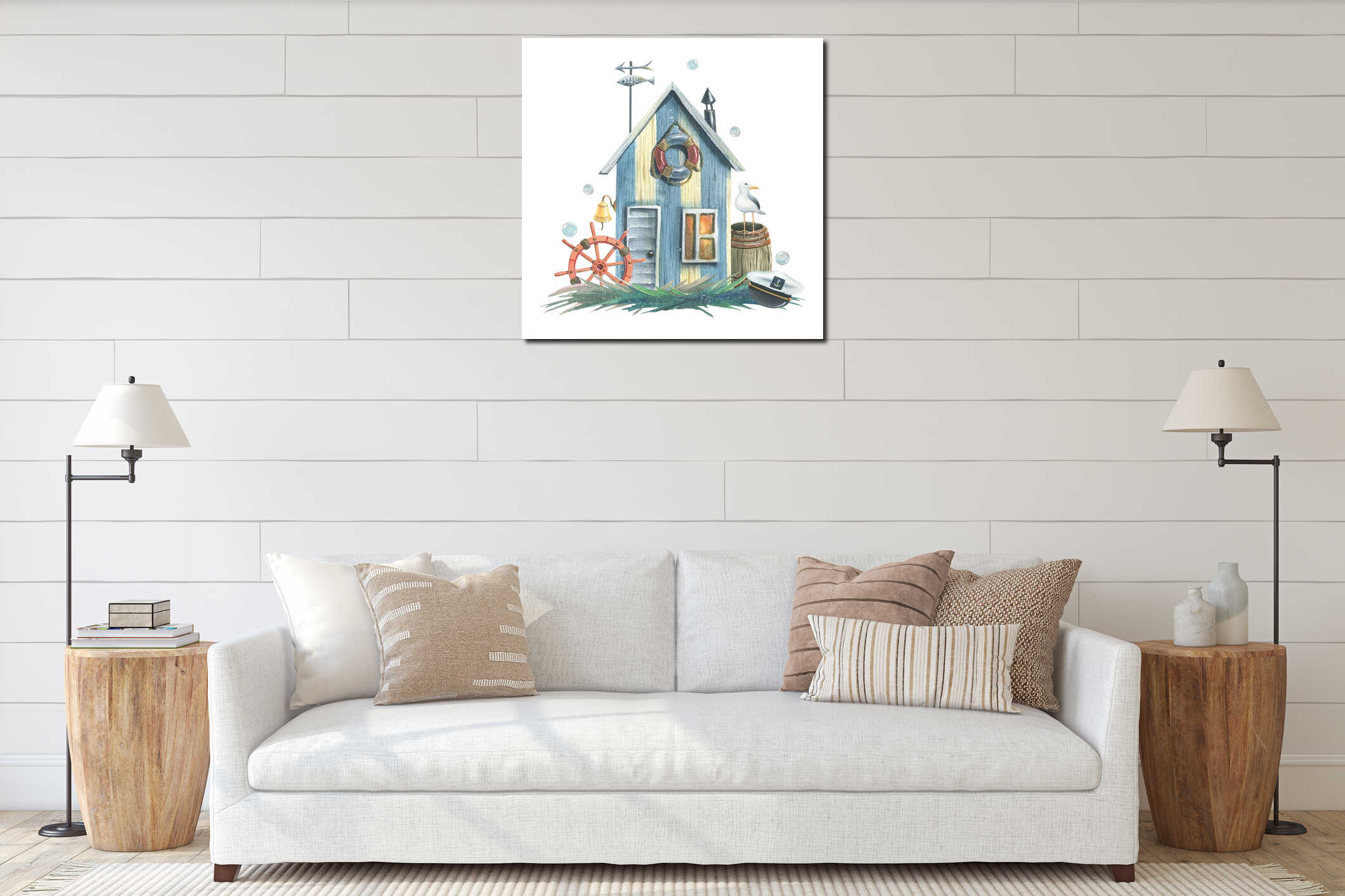 Canvas hanging interior mockup