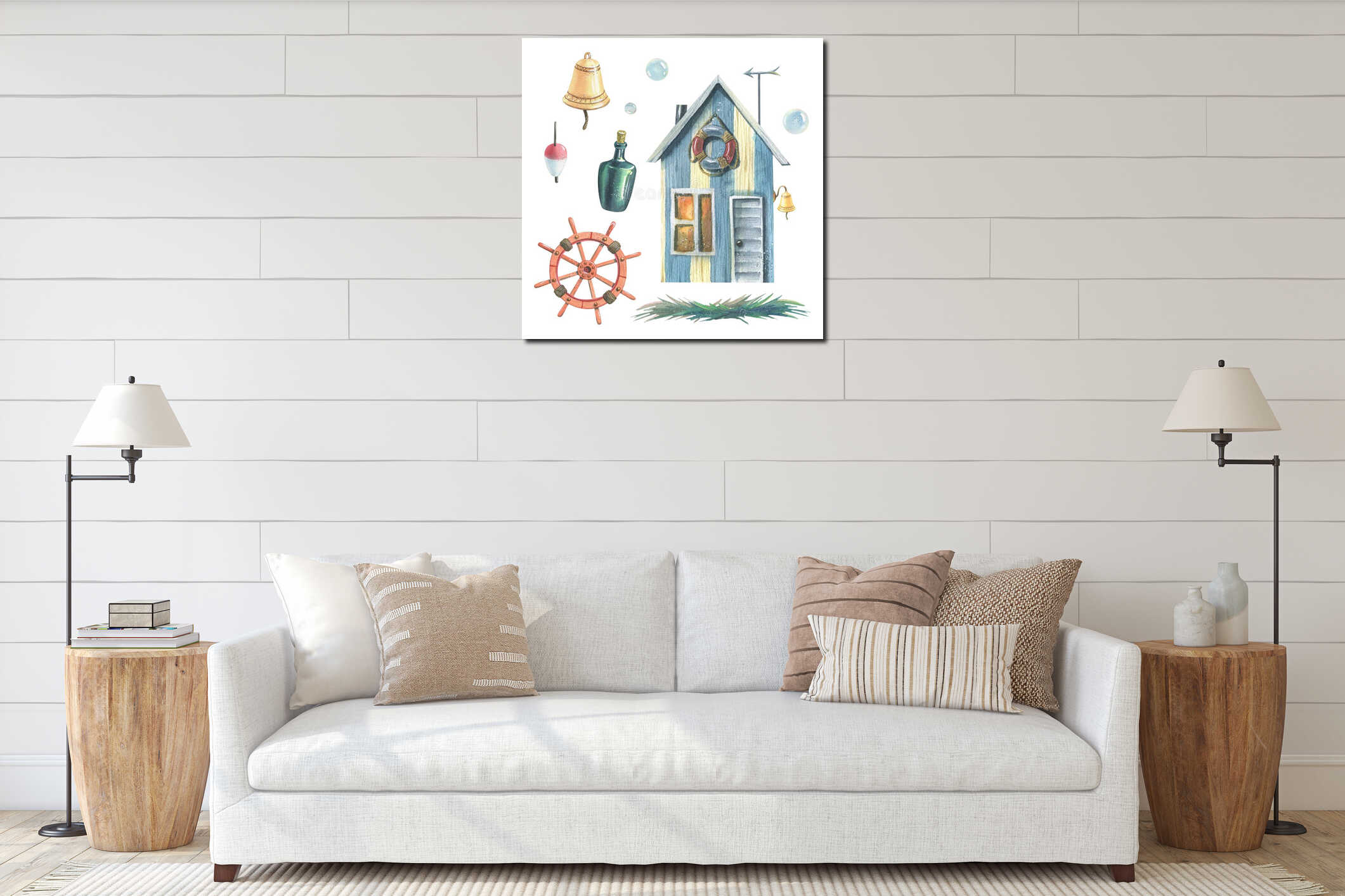 Canvas hanging interior mockup