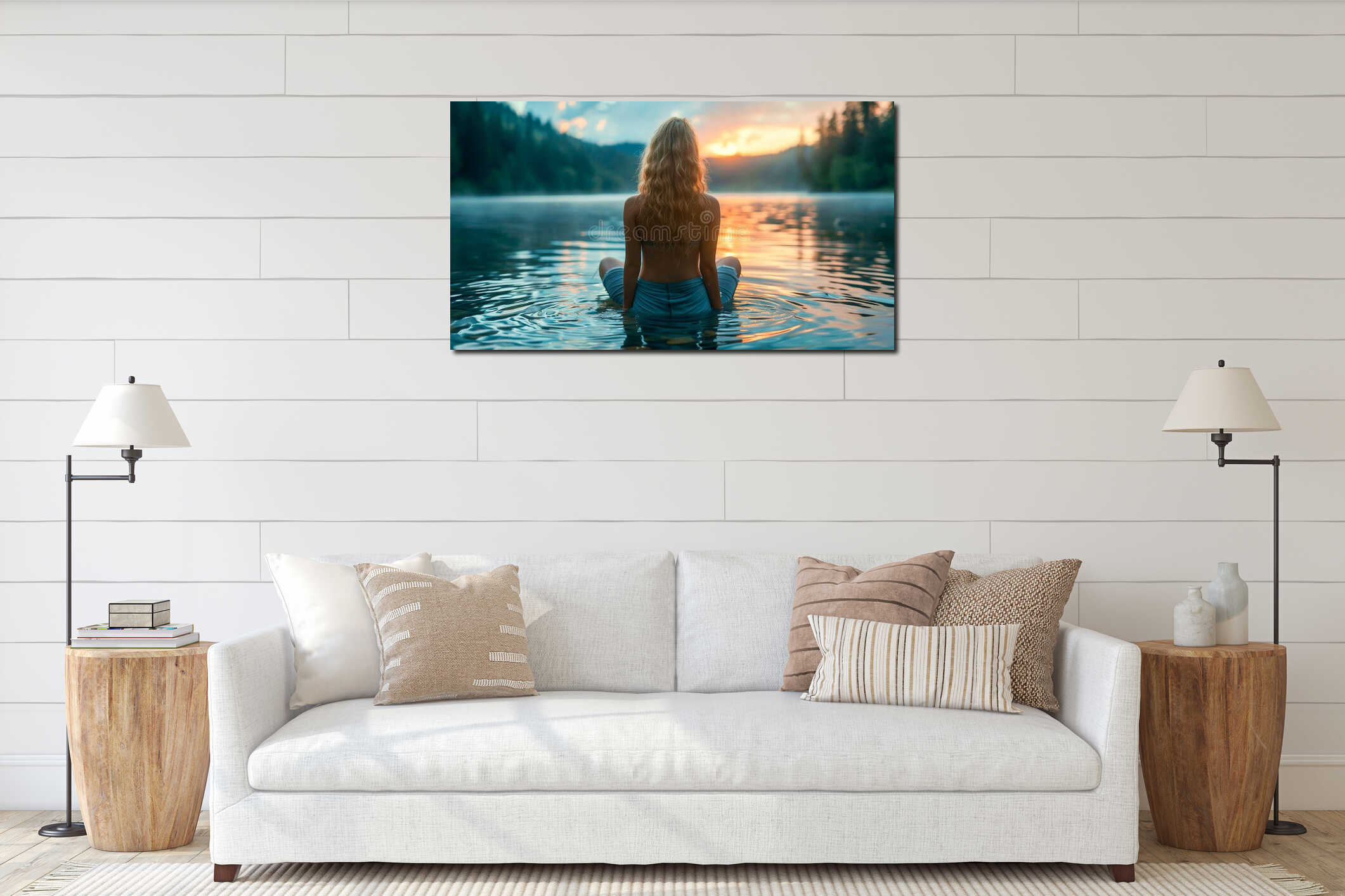 Canvas hanging interior mockup