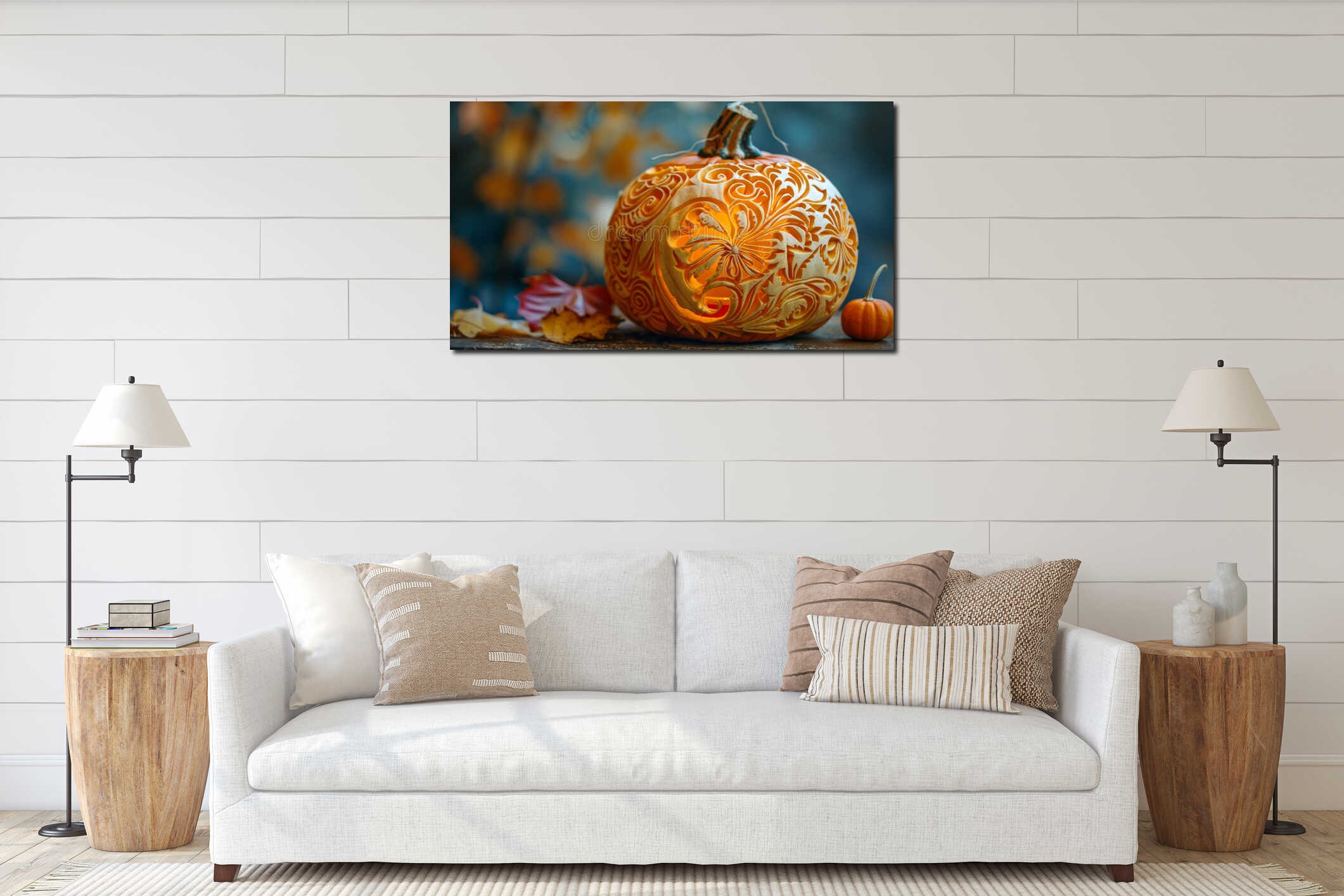 Canvas hanging interior mockup
