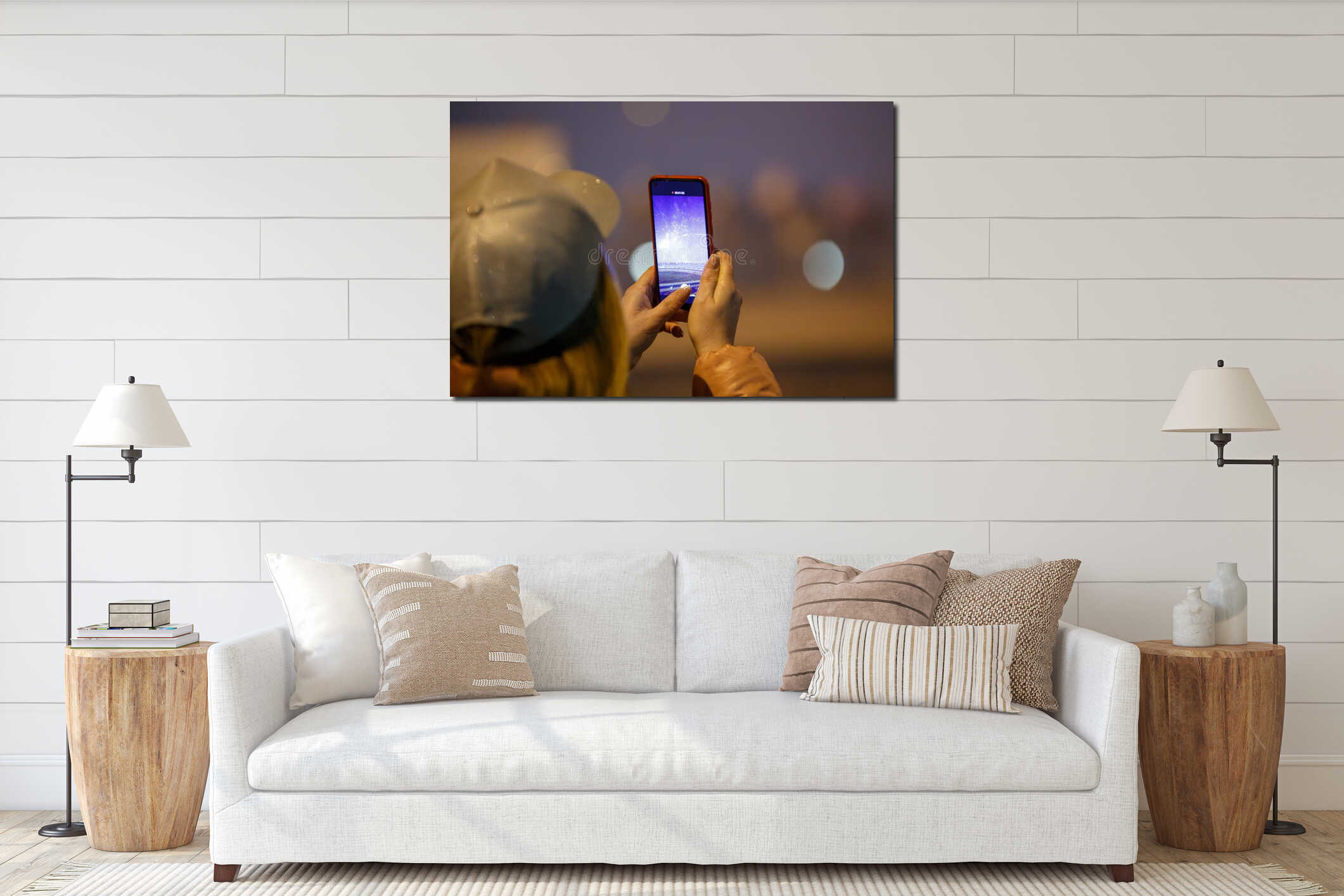 Canvas hanging interior mockup
