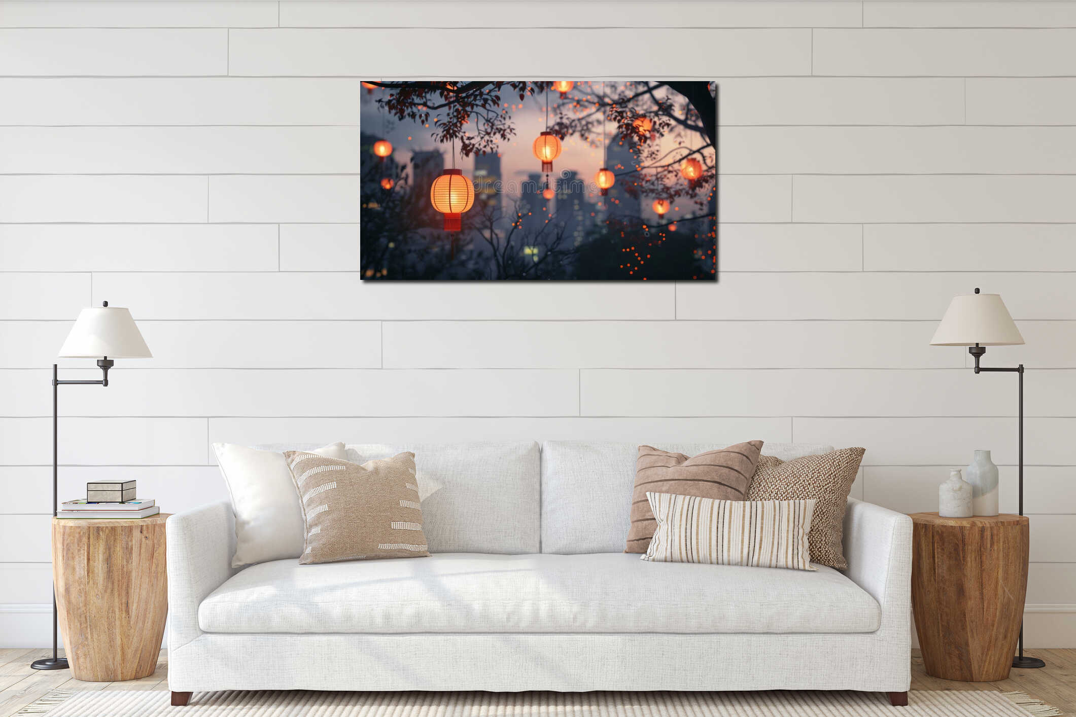 Canvas hanging interior mockup