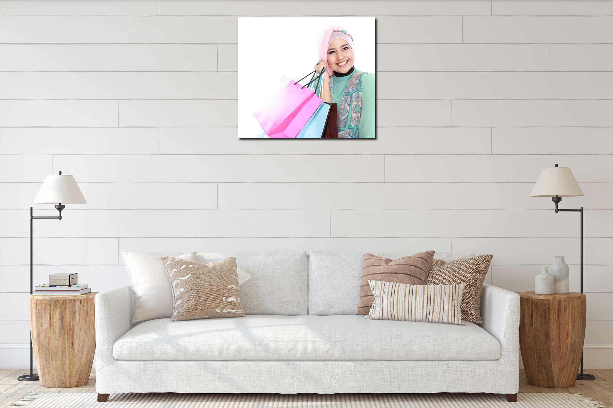 Canvas hanging interior mockup