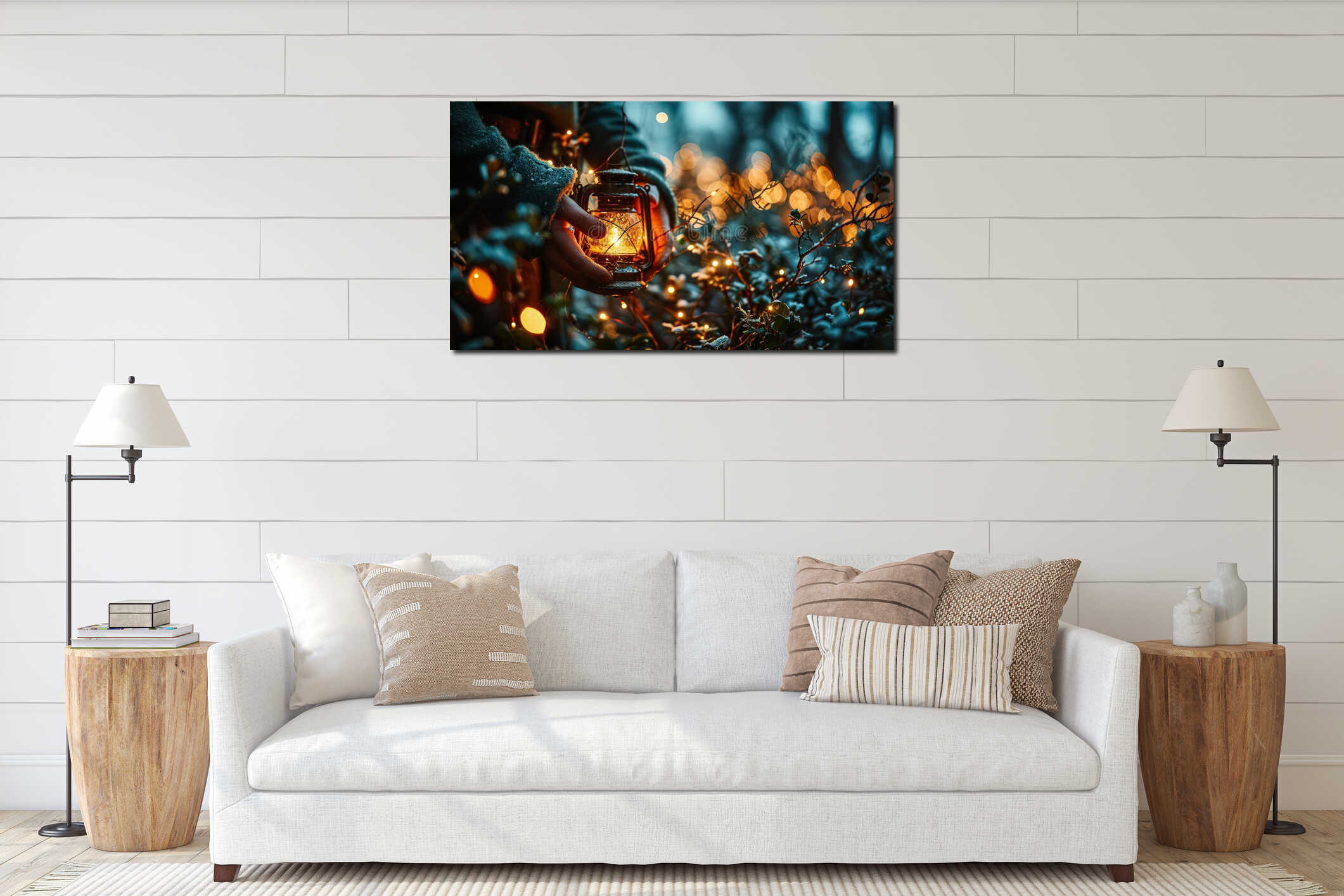 Canvas hanging interior mockup