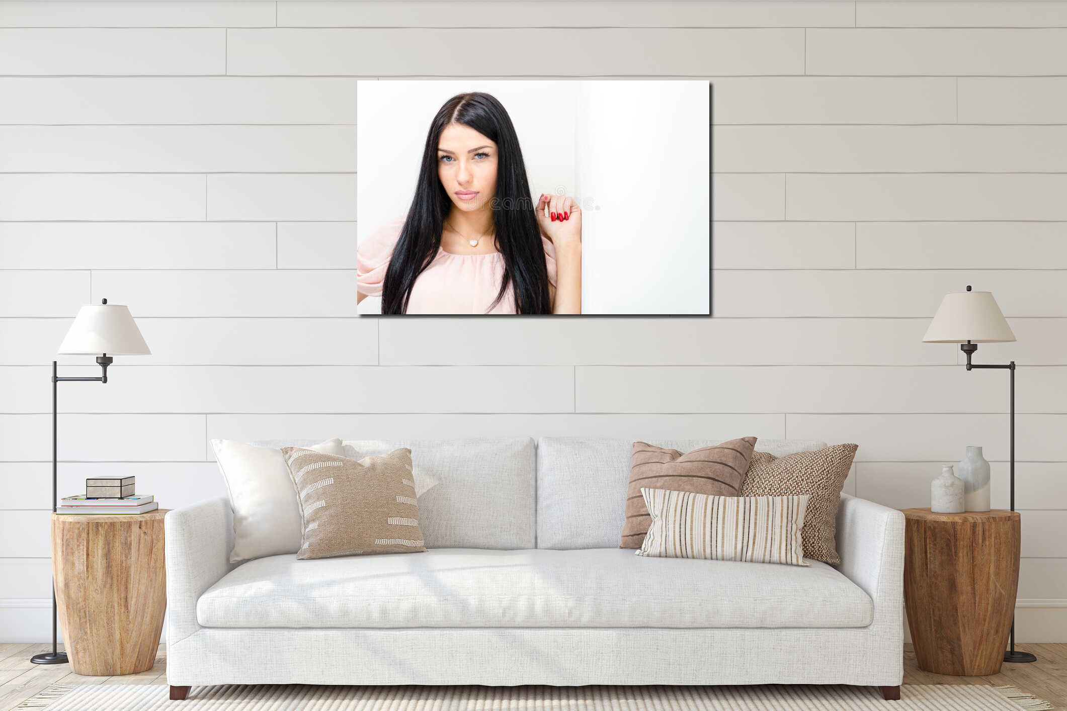 Canvas hanging interior mockup