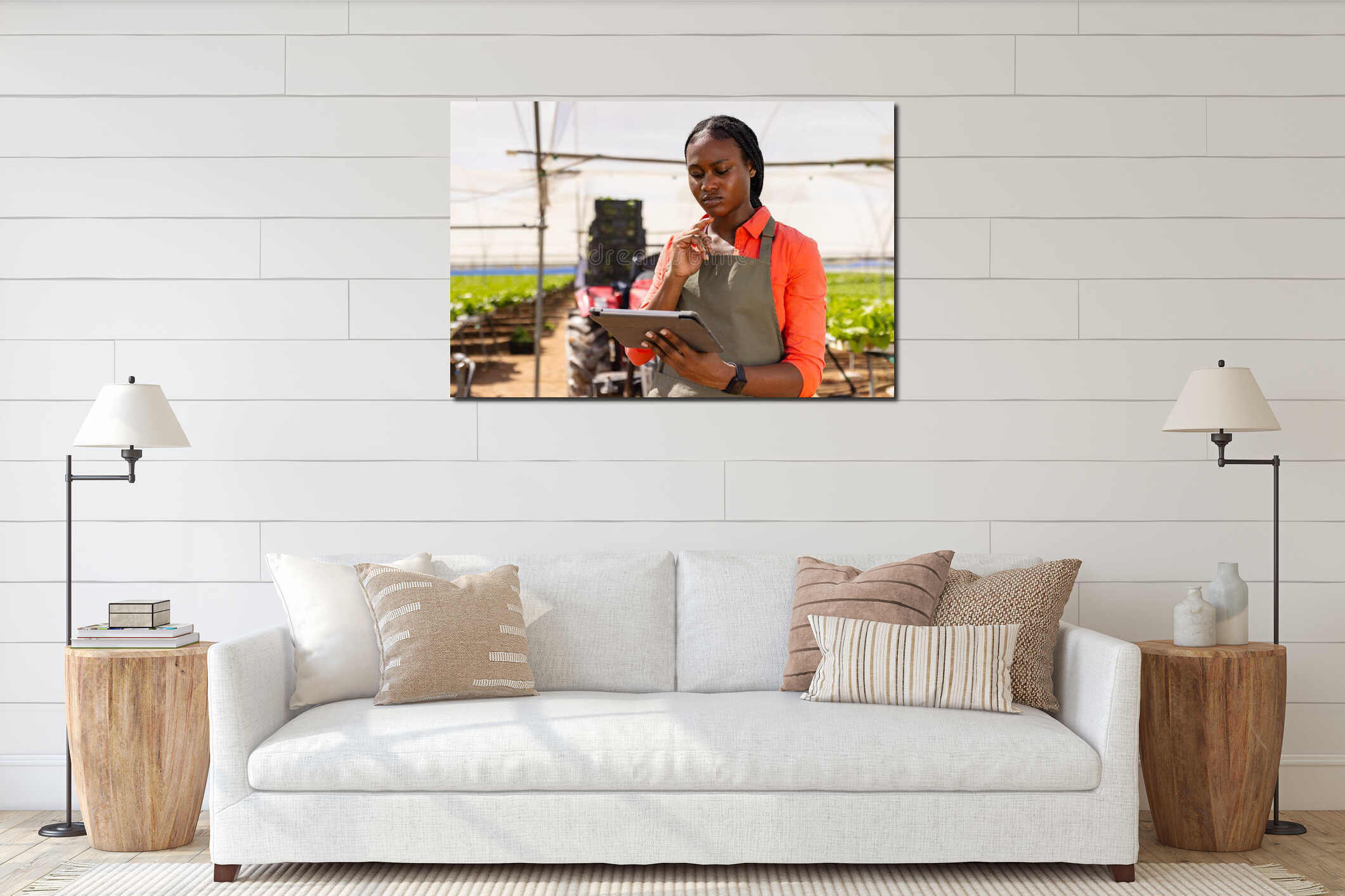 Canvas hanging interior mockup