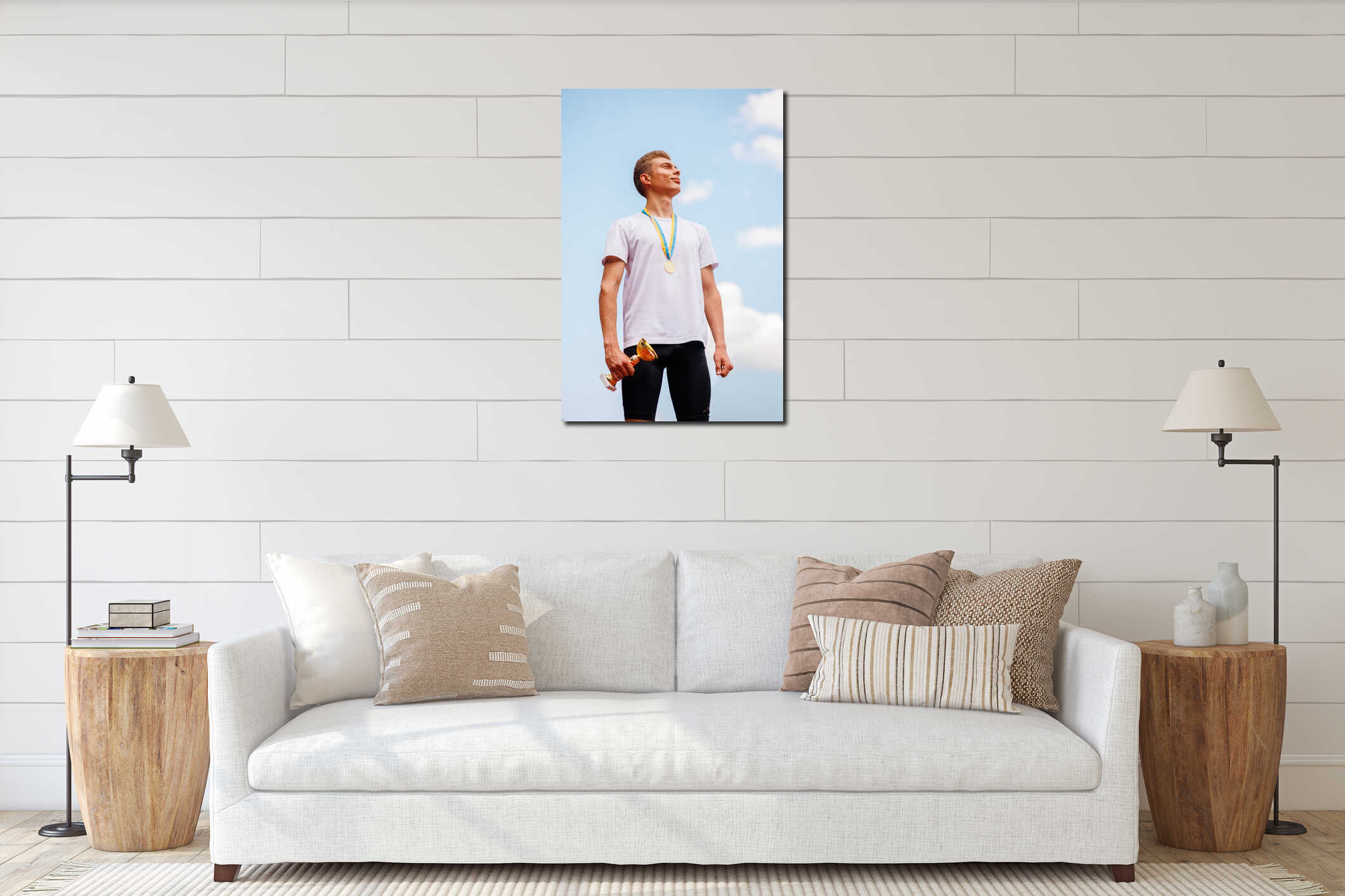 Canvas hanging interior mockup