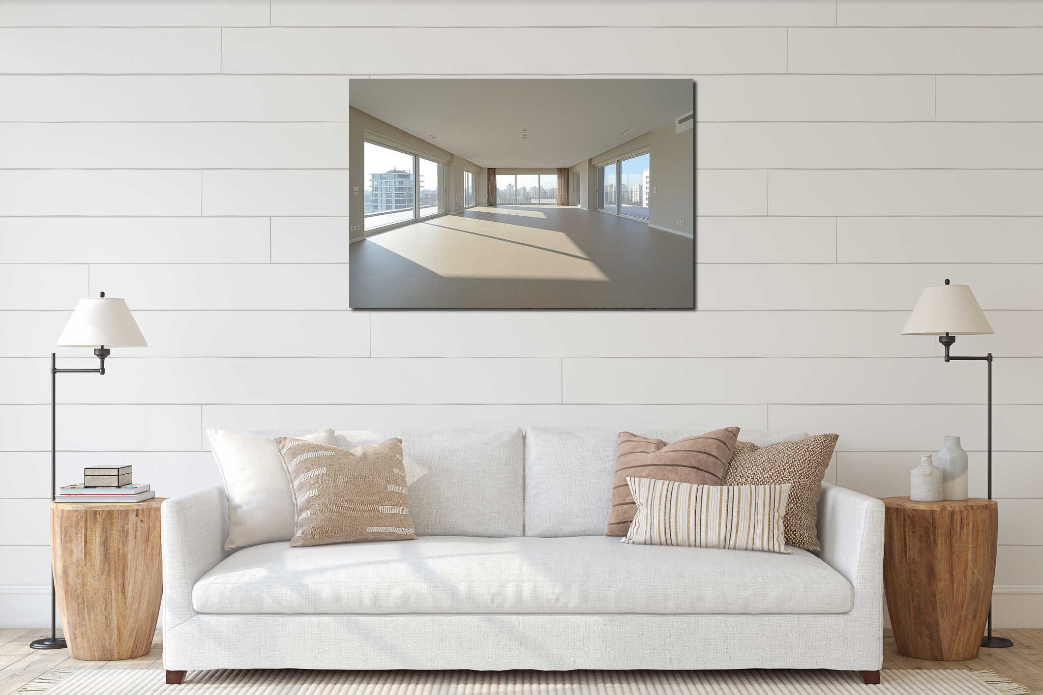Canvas hanging interior mockup