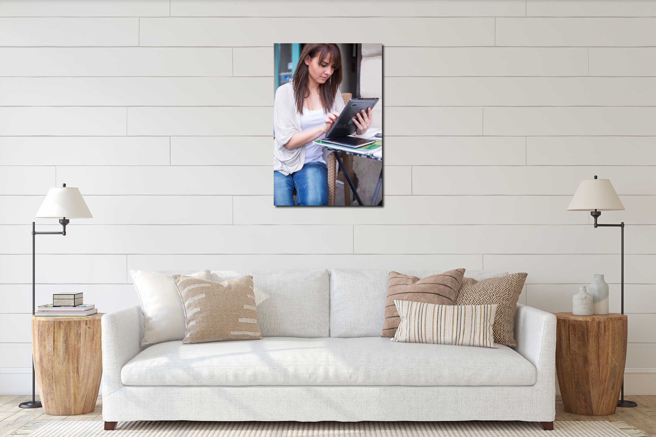 Canvas hanging interior mockup