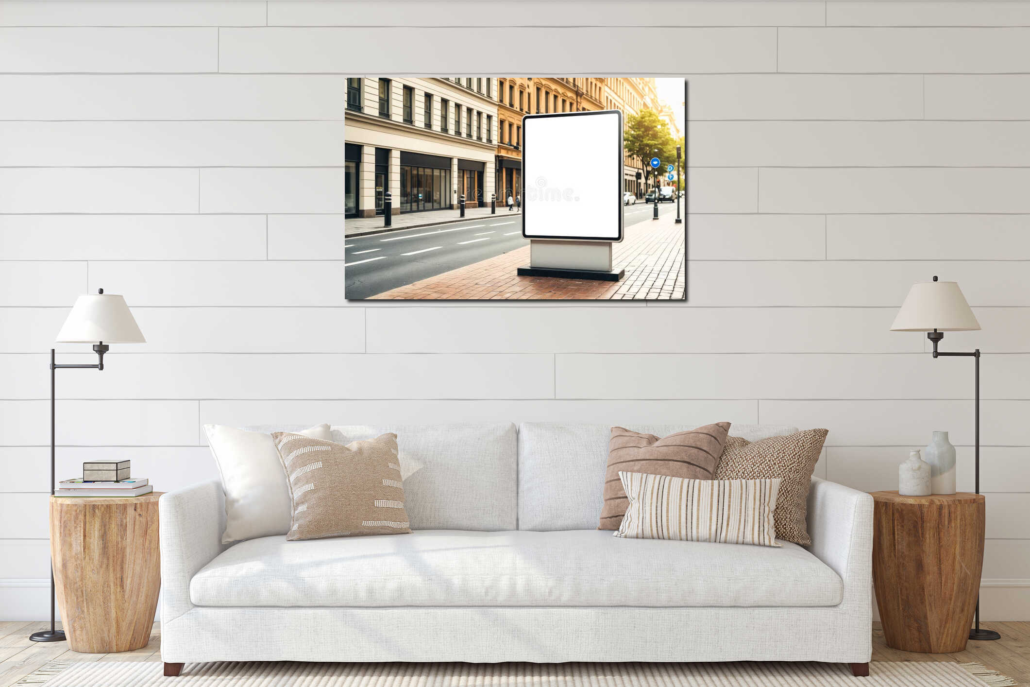 Canvas hanging interior mockup