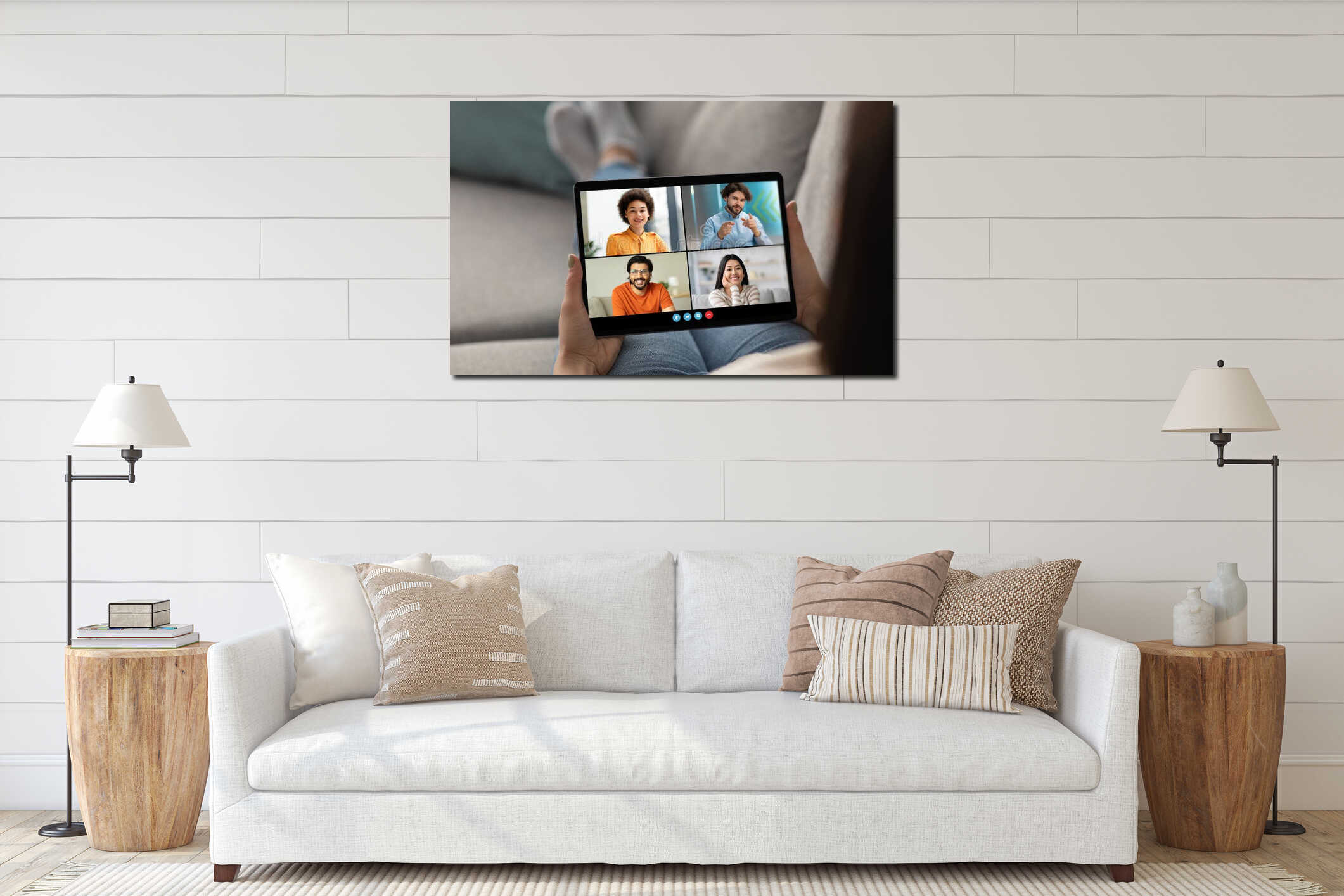 Canvas hanging interior mockup