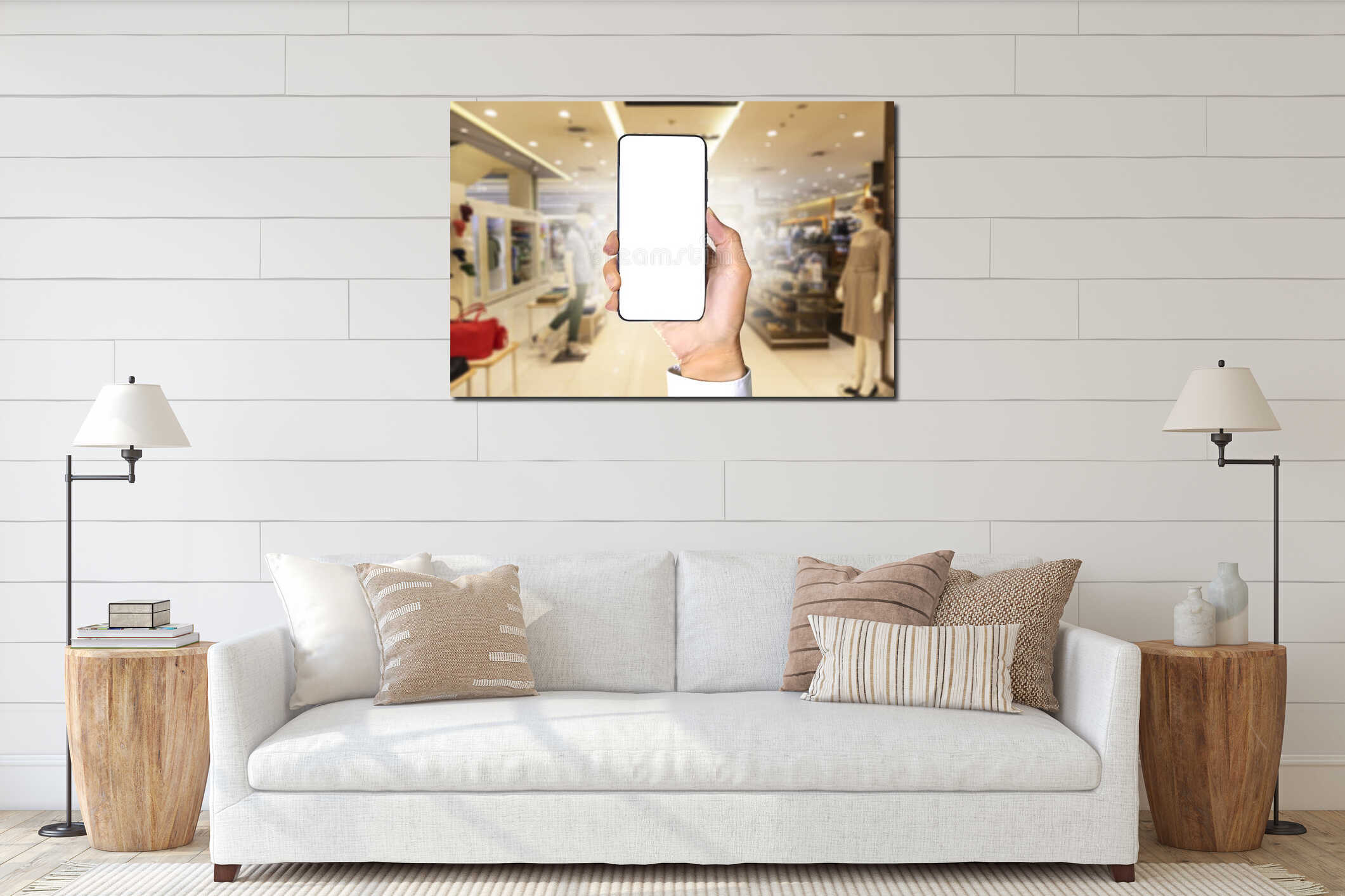 Canvas hanging interior mockup