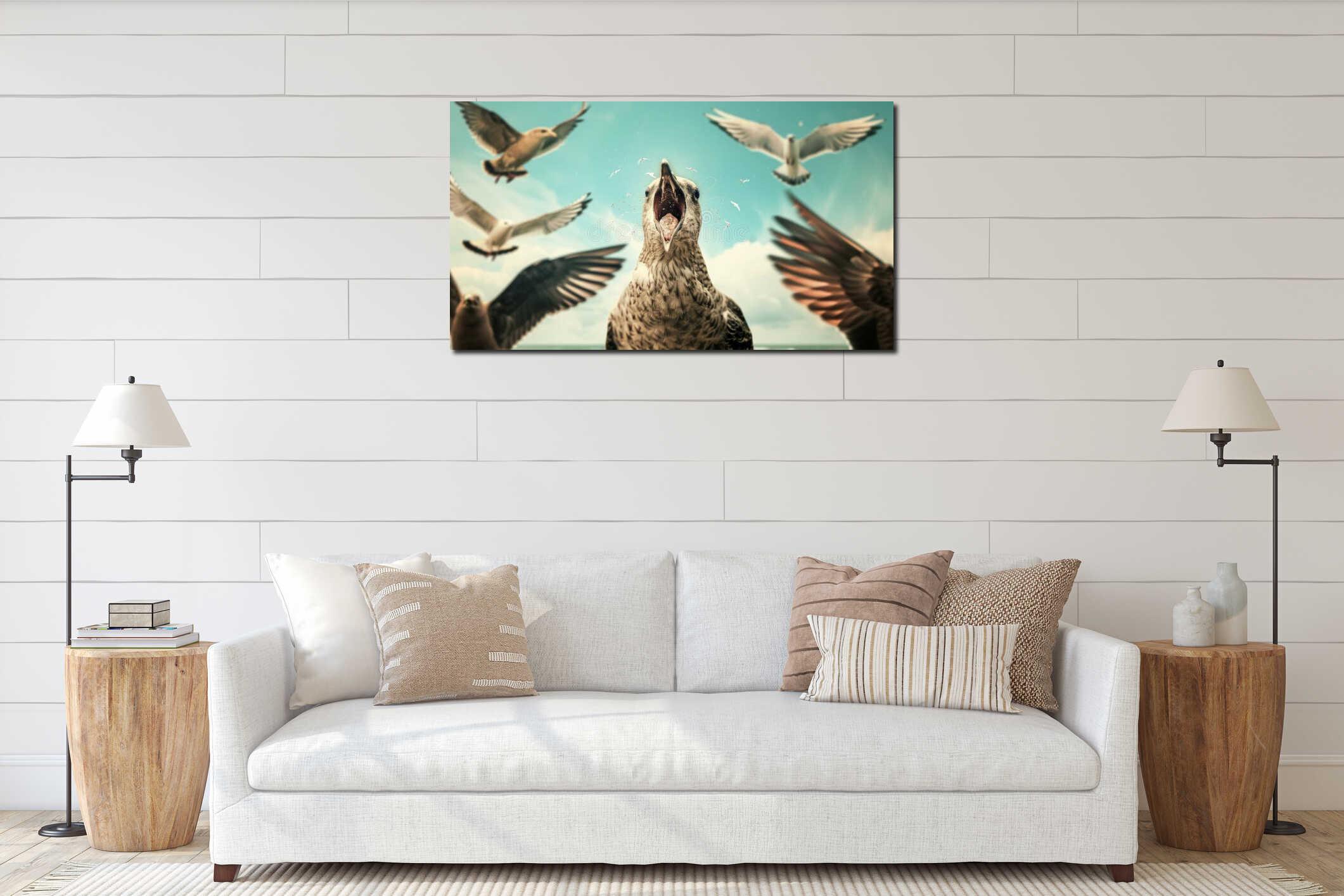 Canvas hanging interior mockup