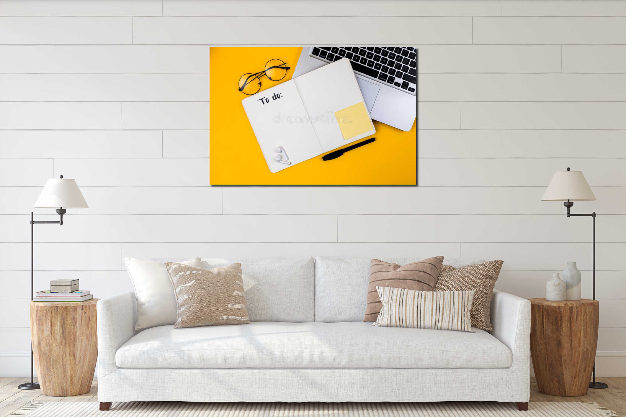 Canvas hanging interior mockup