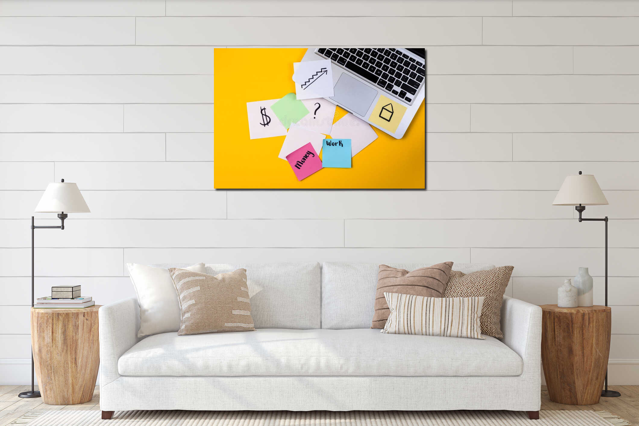 Canvas hanging interior mockup