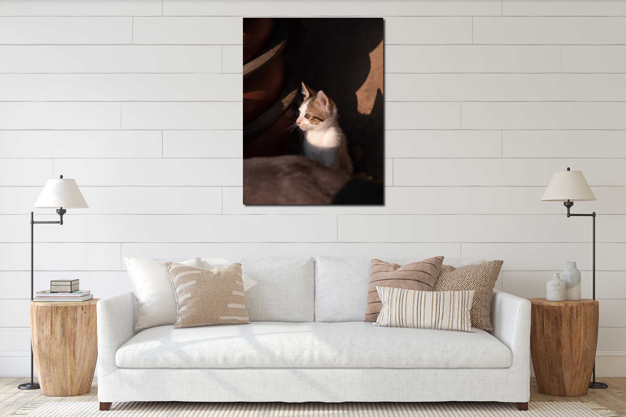 Canvas hanging interior mockup