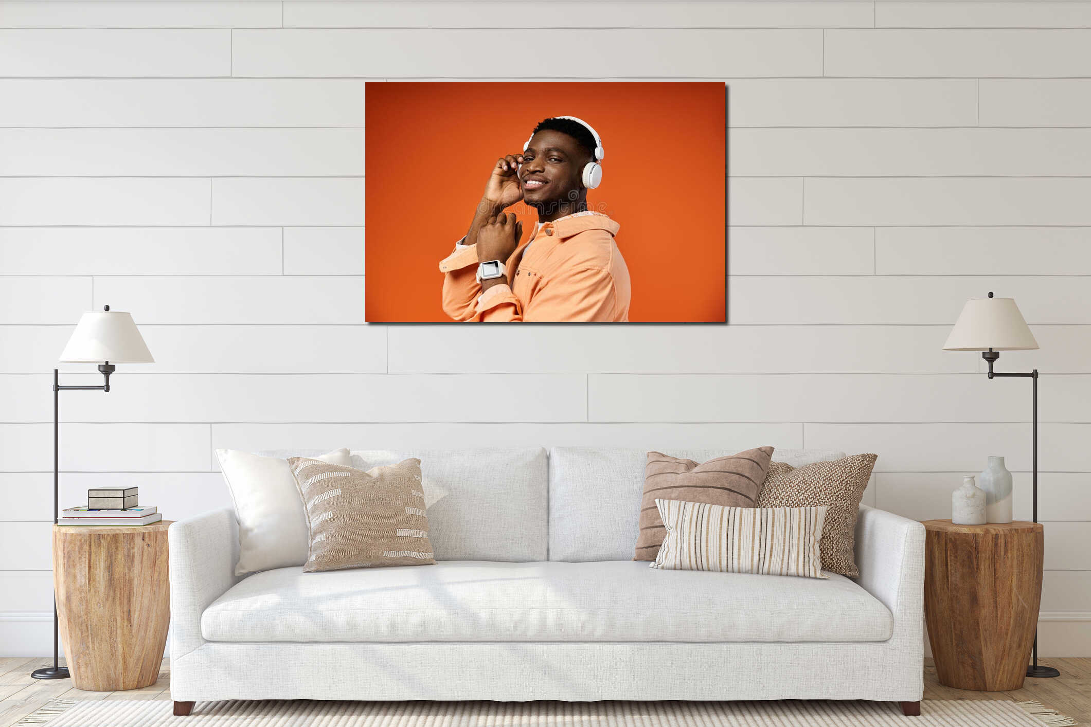 Canvas hanging interior mockup