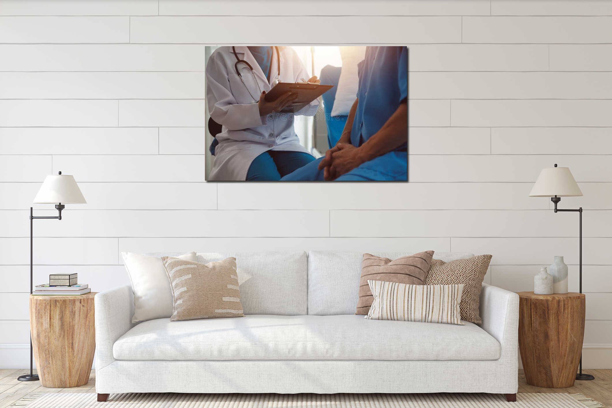 Canvas hanging interior mockup