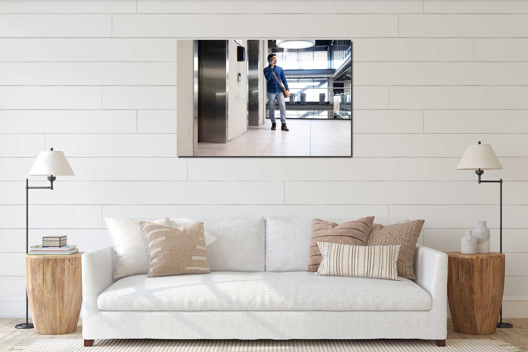 Canvas hanging interior mockup