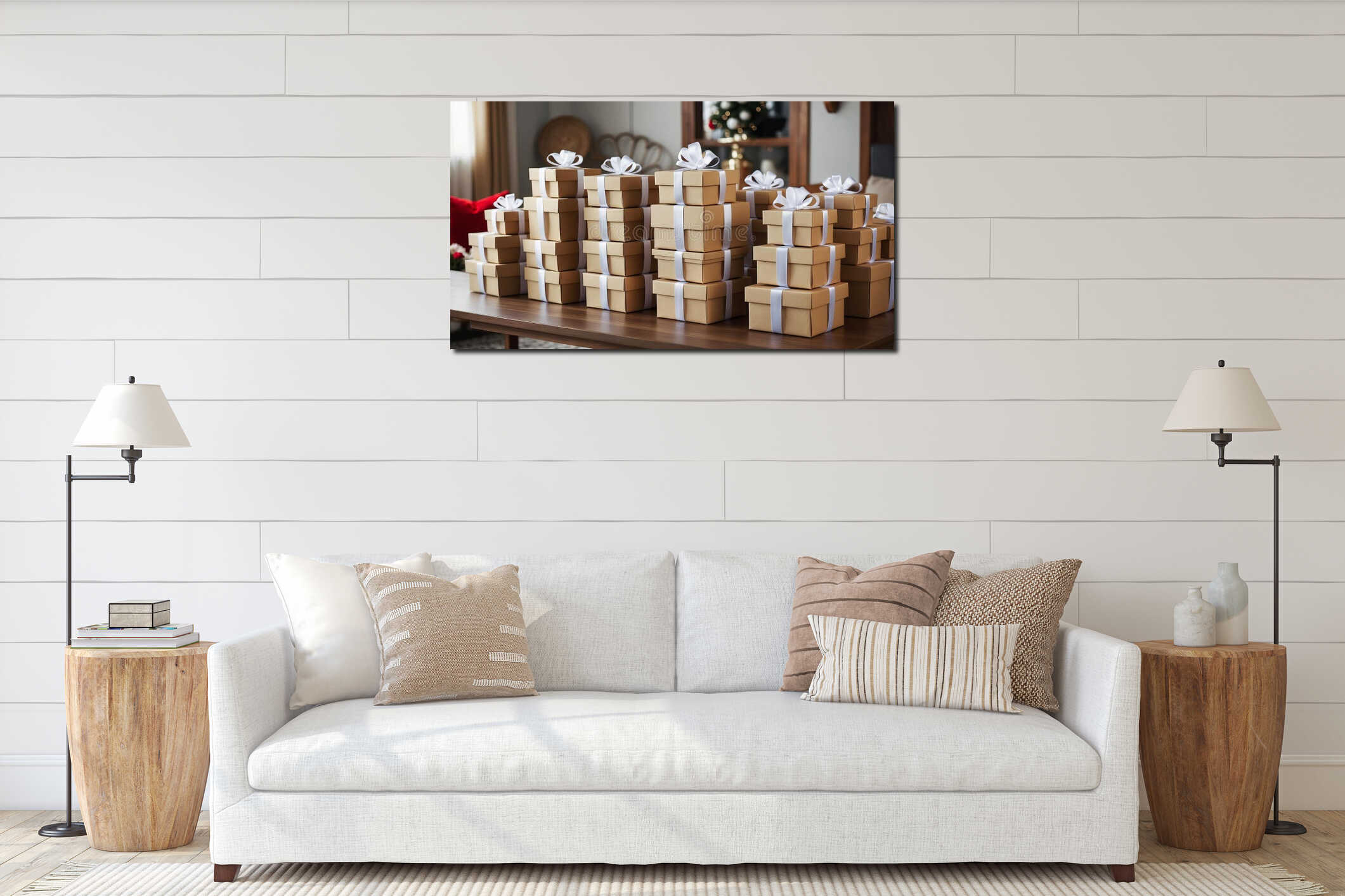 Canvas hanging interior mockup