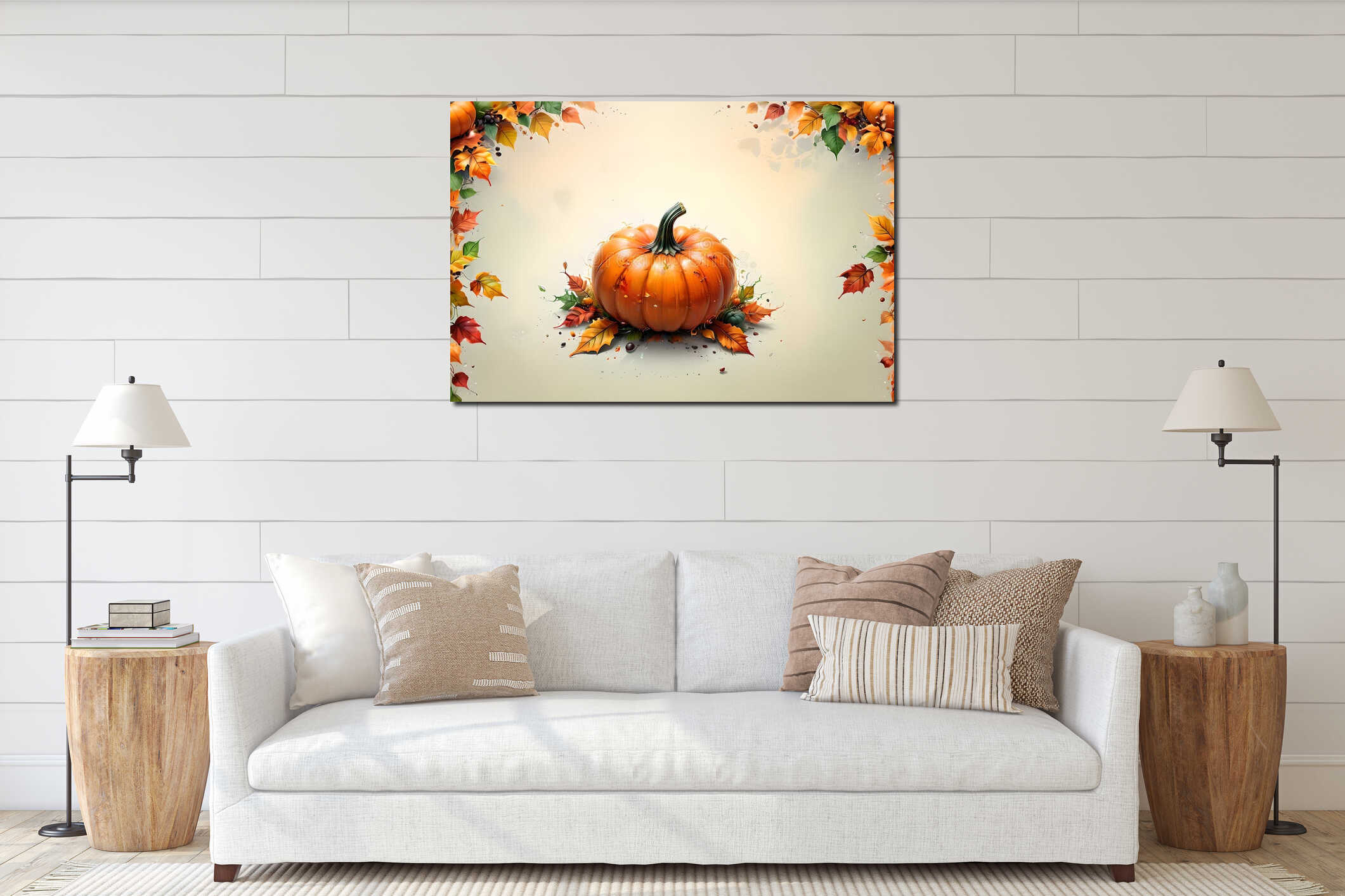 Canvas hanging interior mockup