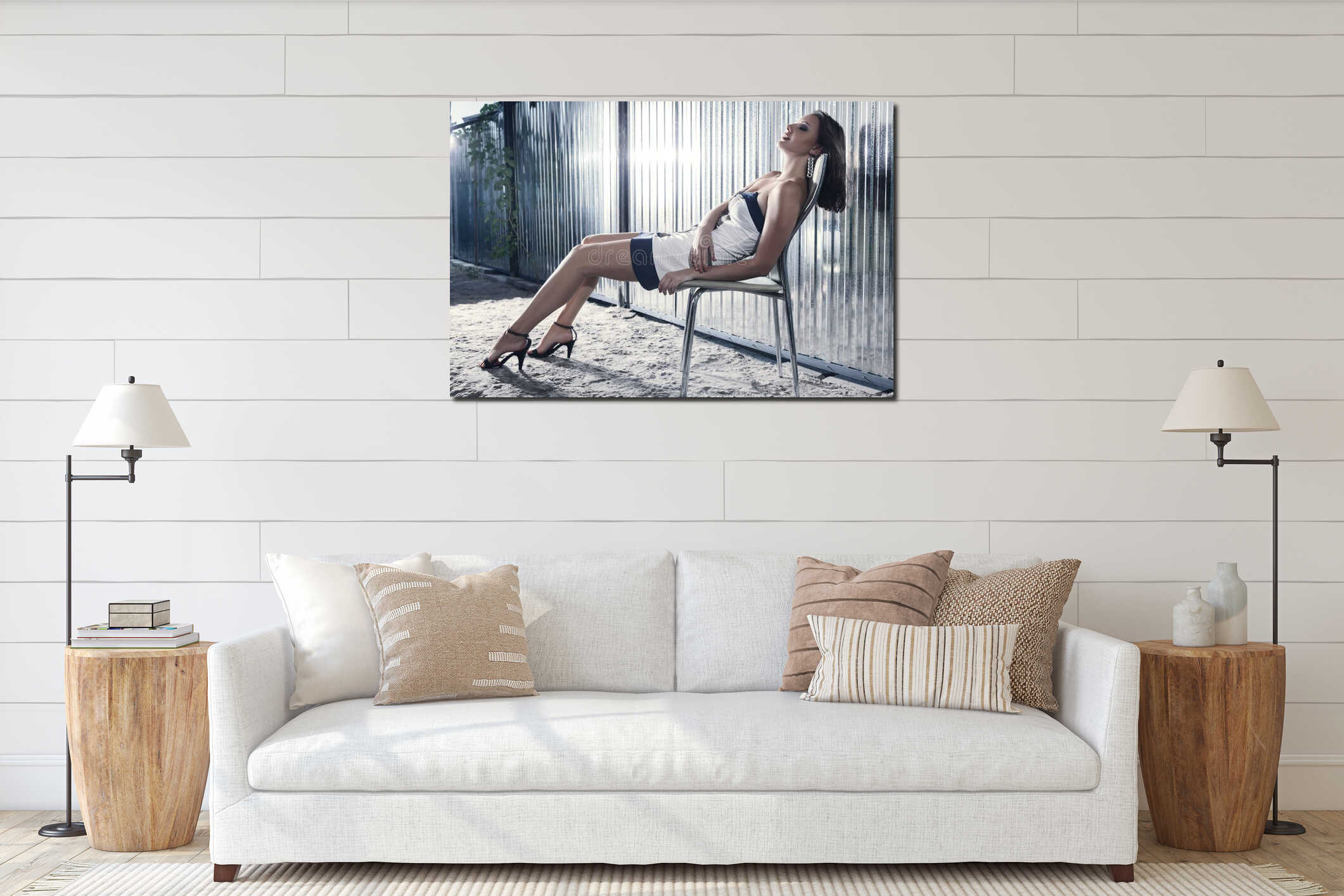 Canvas hanging interior mockup