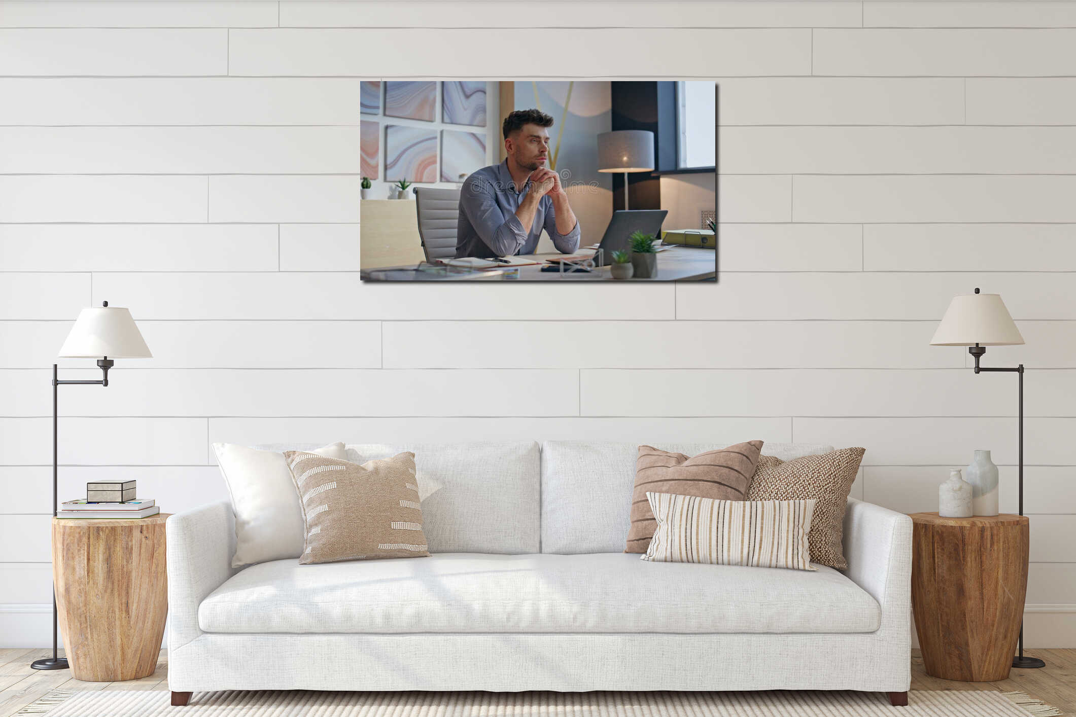Canvas hanging interior mockup
