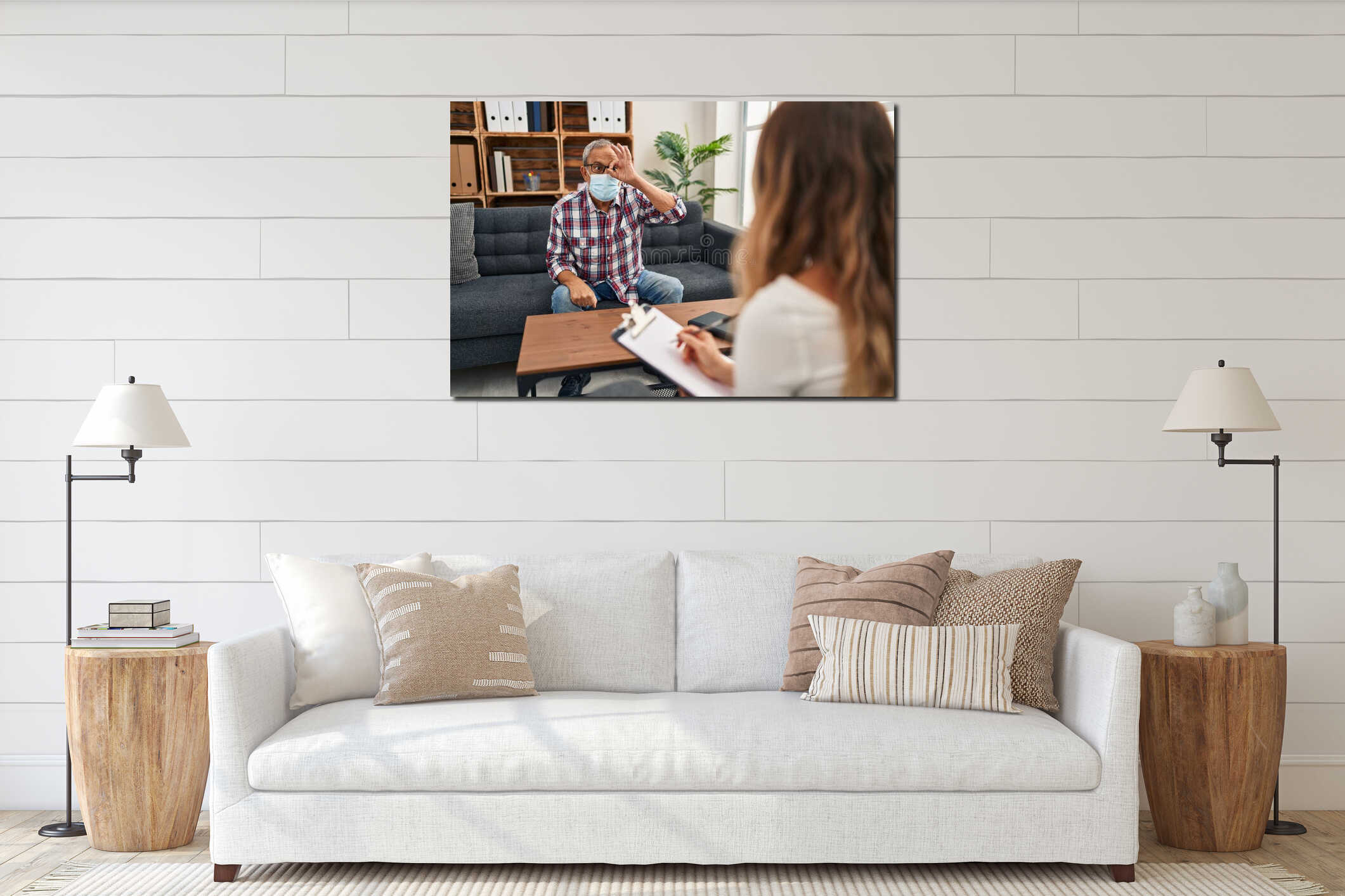 Canvas hanging interior mockup