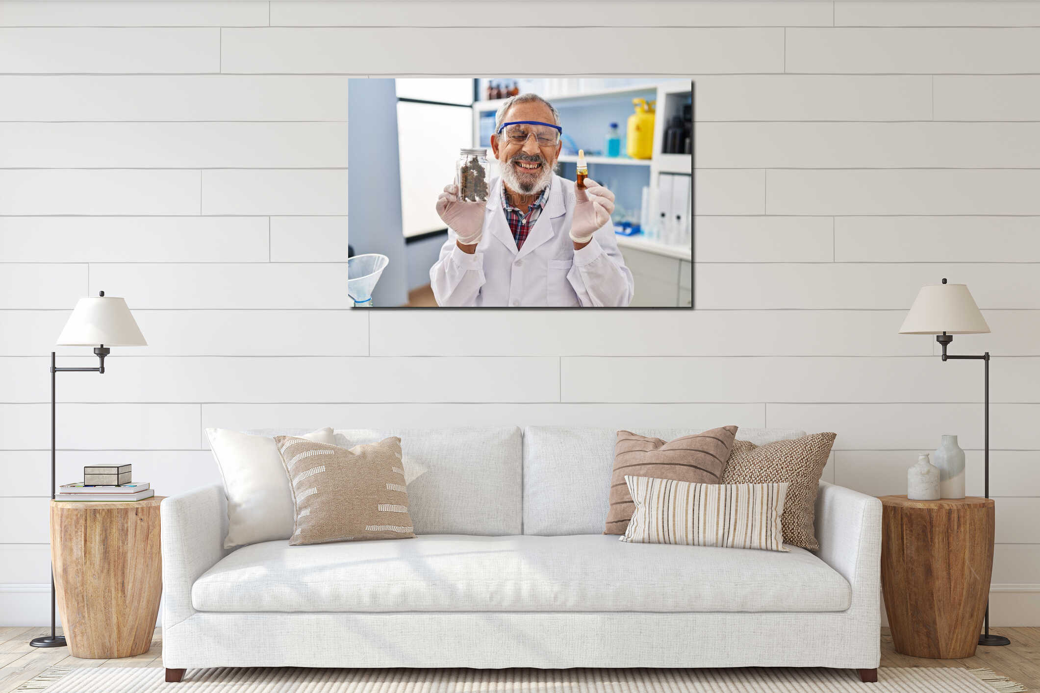 Canvas hanging interior mockup