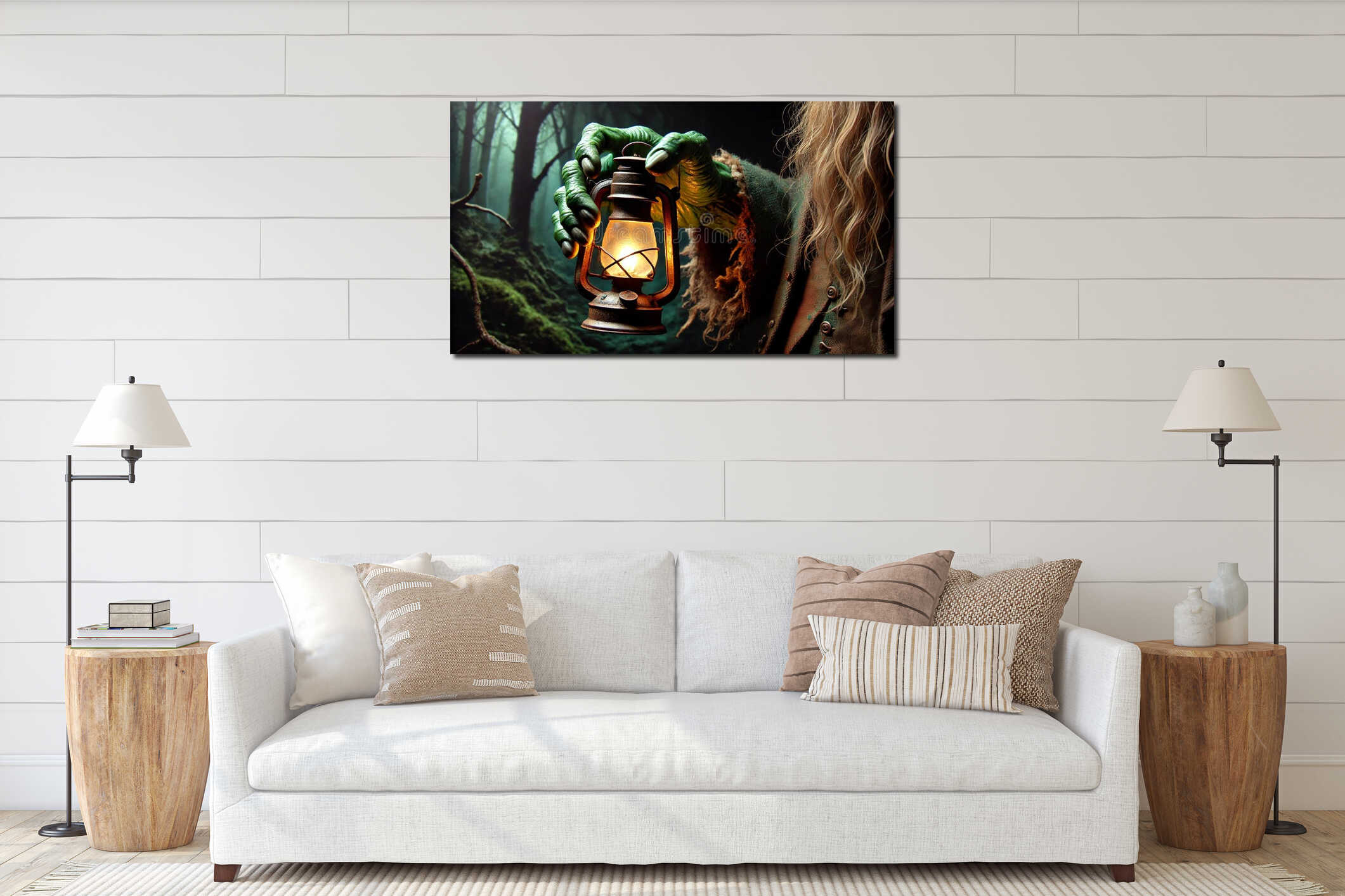 Canvas hanging interior mockup