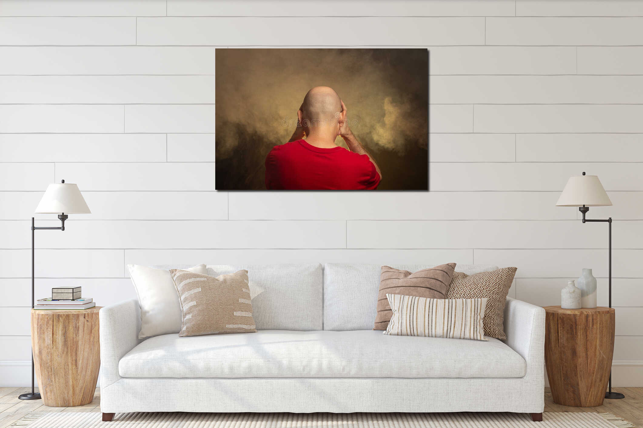 Canvas hanging interior mockup