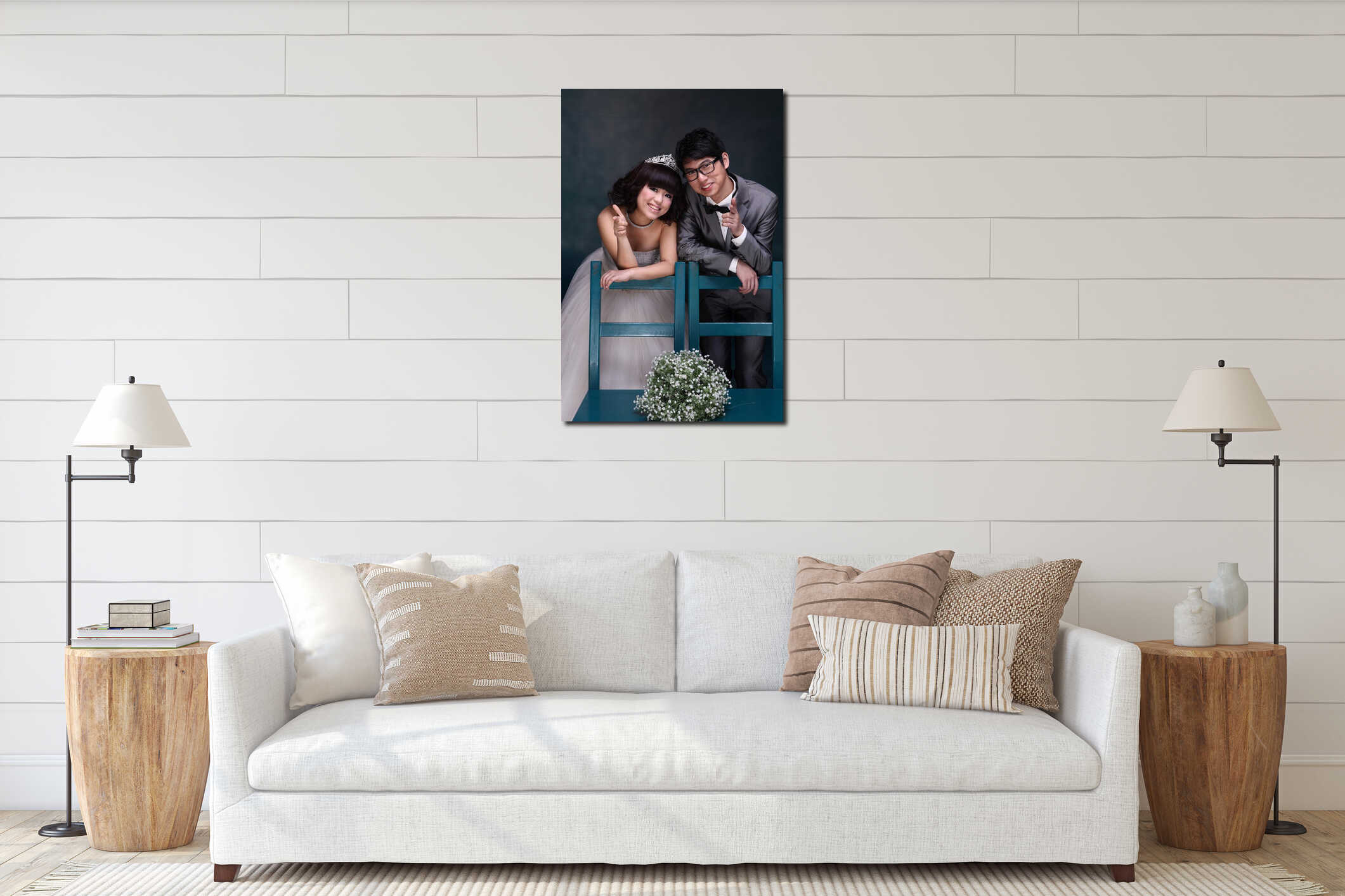 Canvas hanging interior mockup