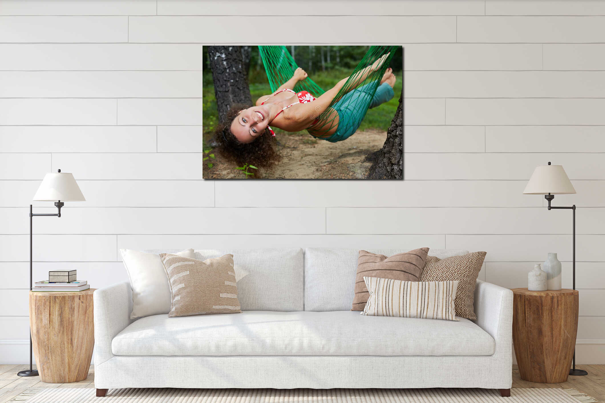 Canvas hanging interior mockup