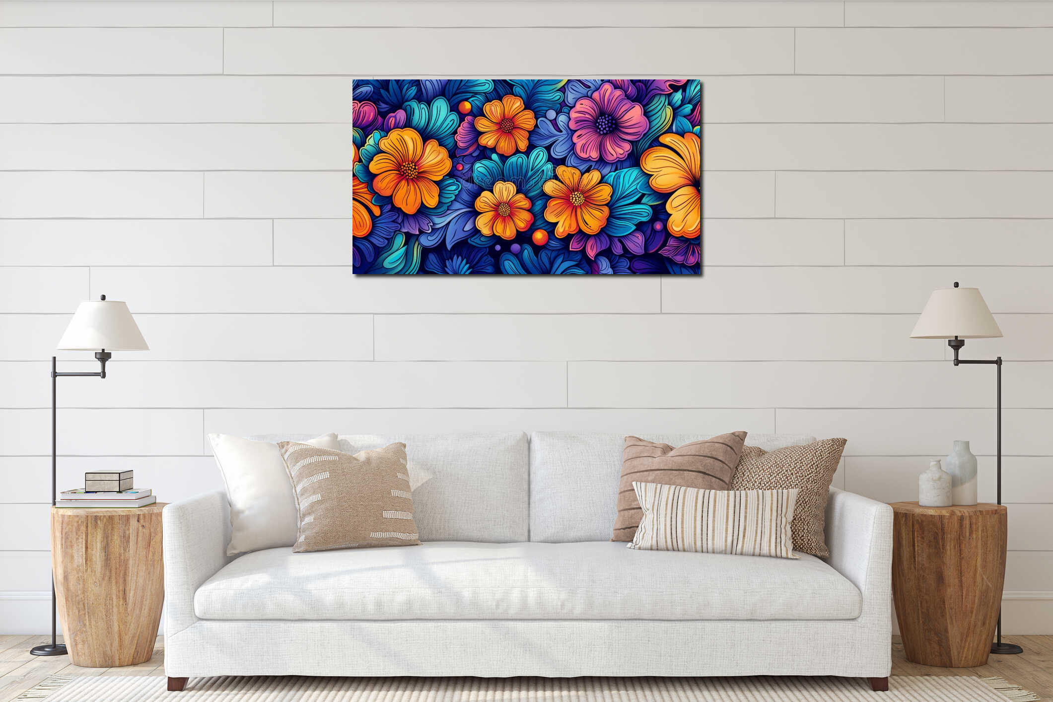 Canvas hanging interior mockup