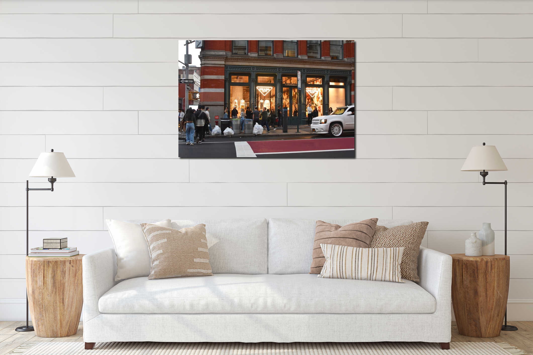 Canvas hanging interior mockup