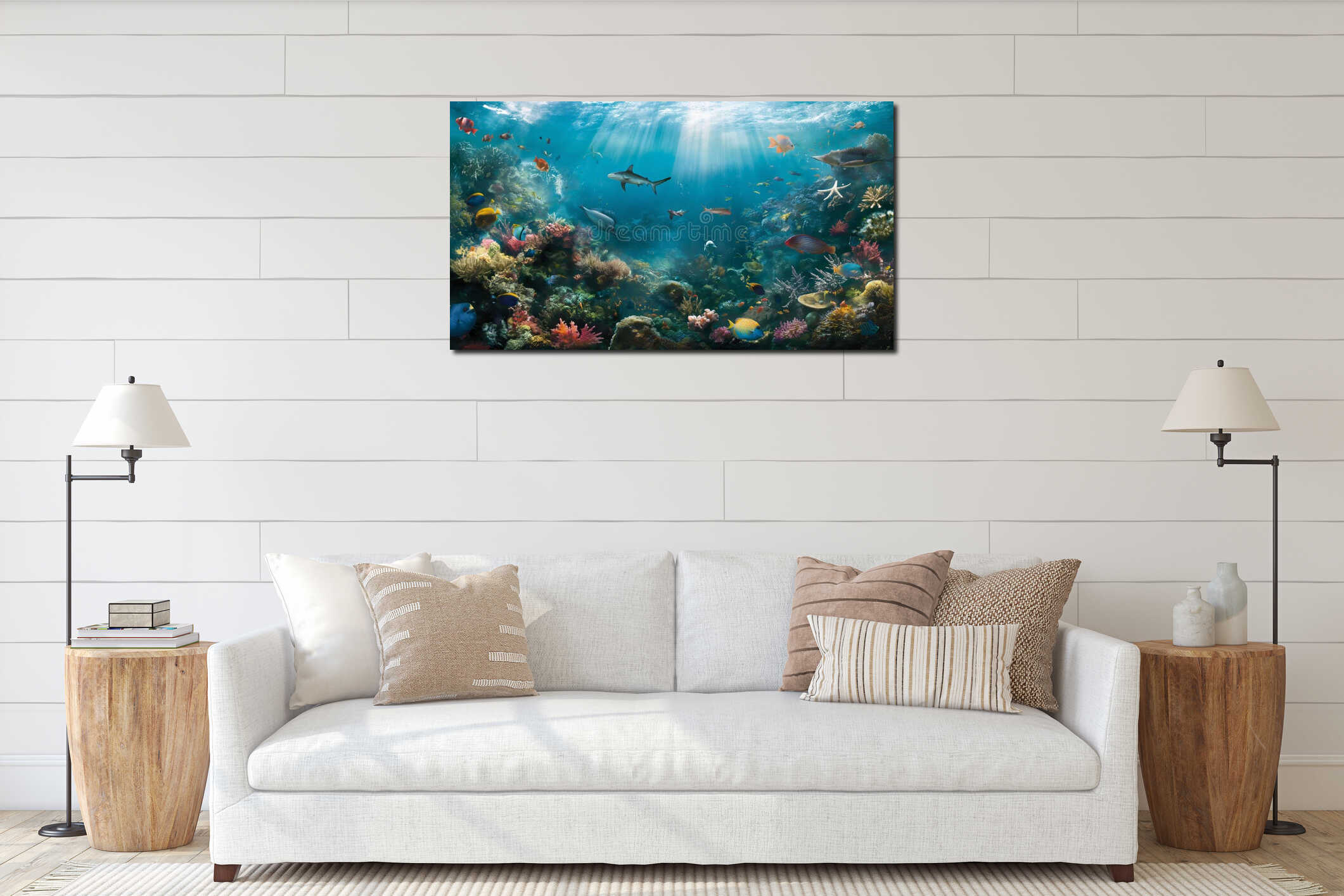 Canvas hanging interior mockup