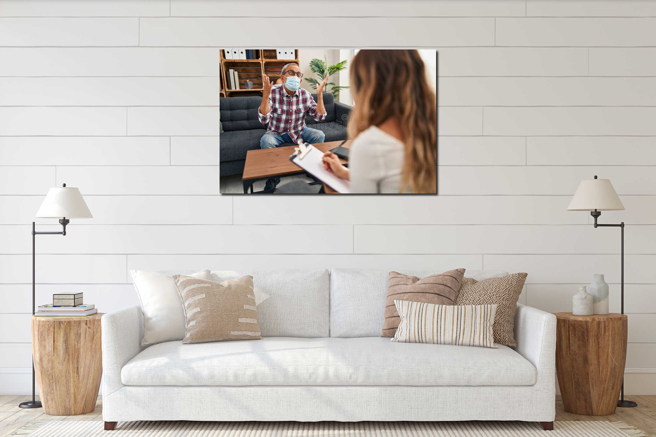 Canvas hanging interior mockup