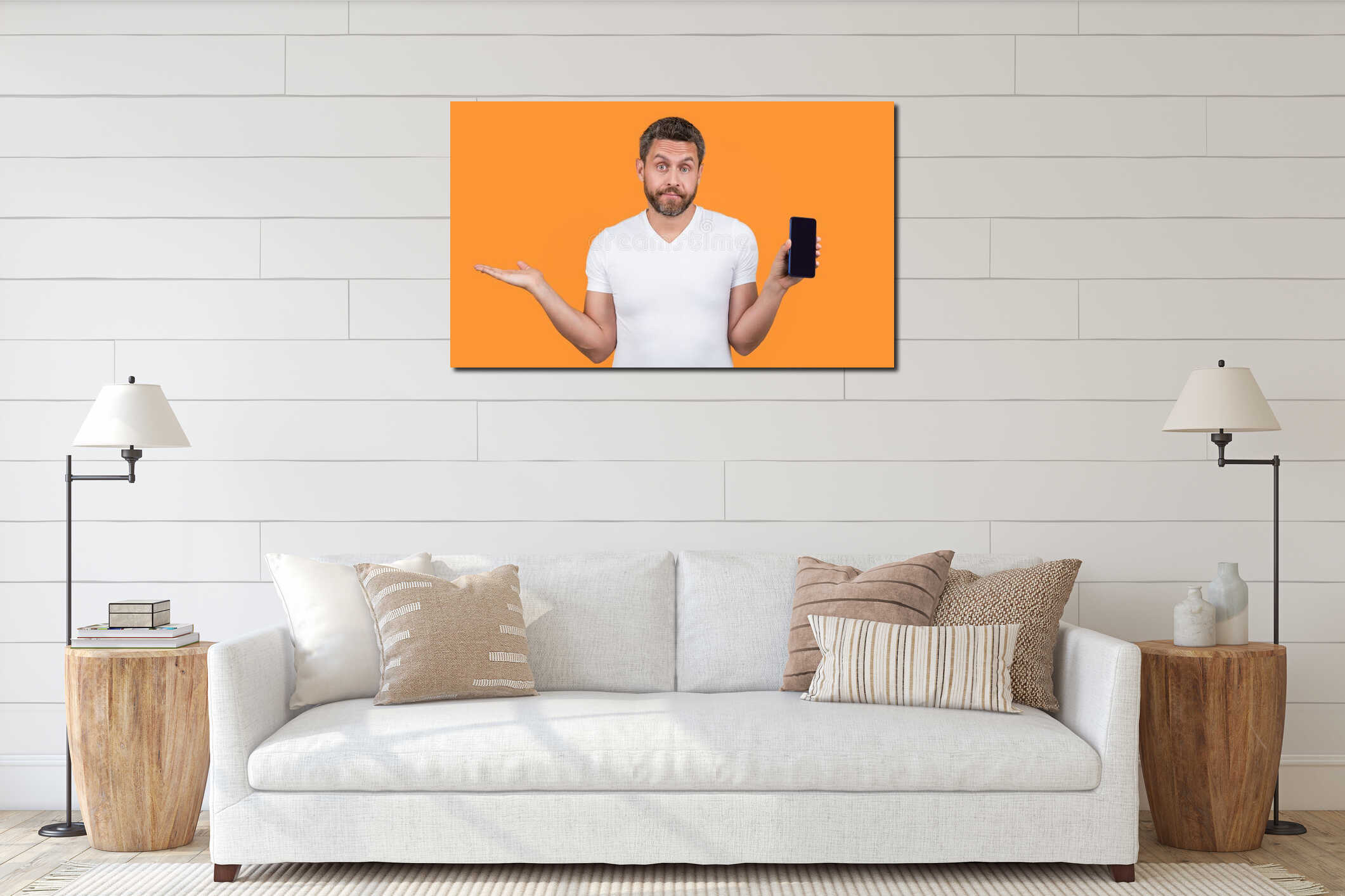Canvas hanging interior mockup